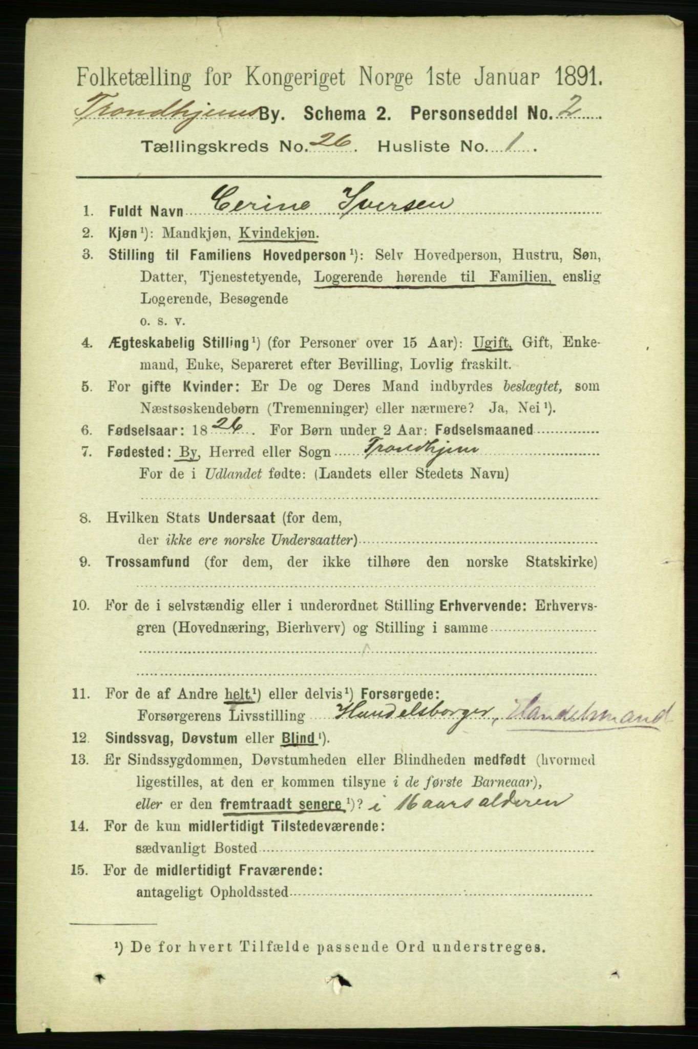 RA, 1891 census for 1601 Trondheim, 1891, p. 19461