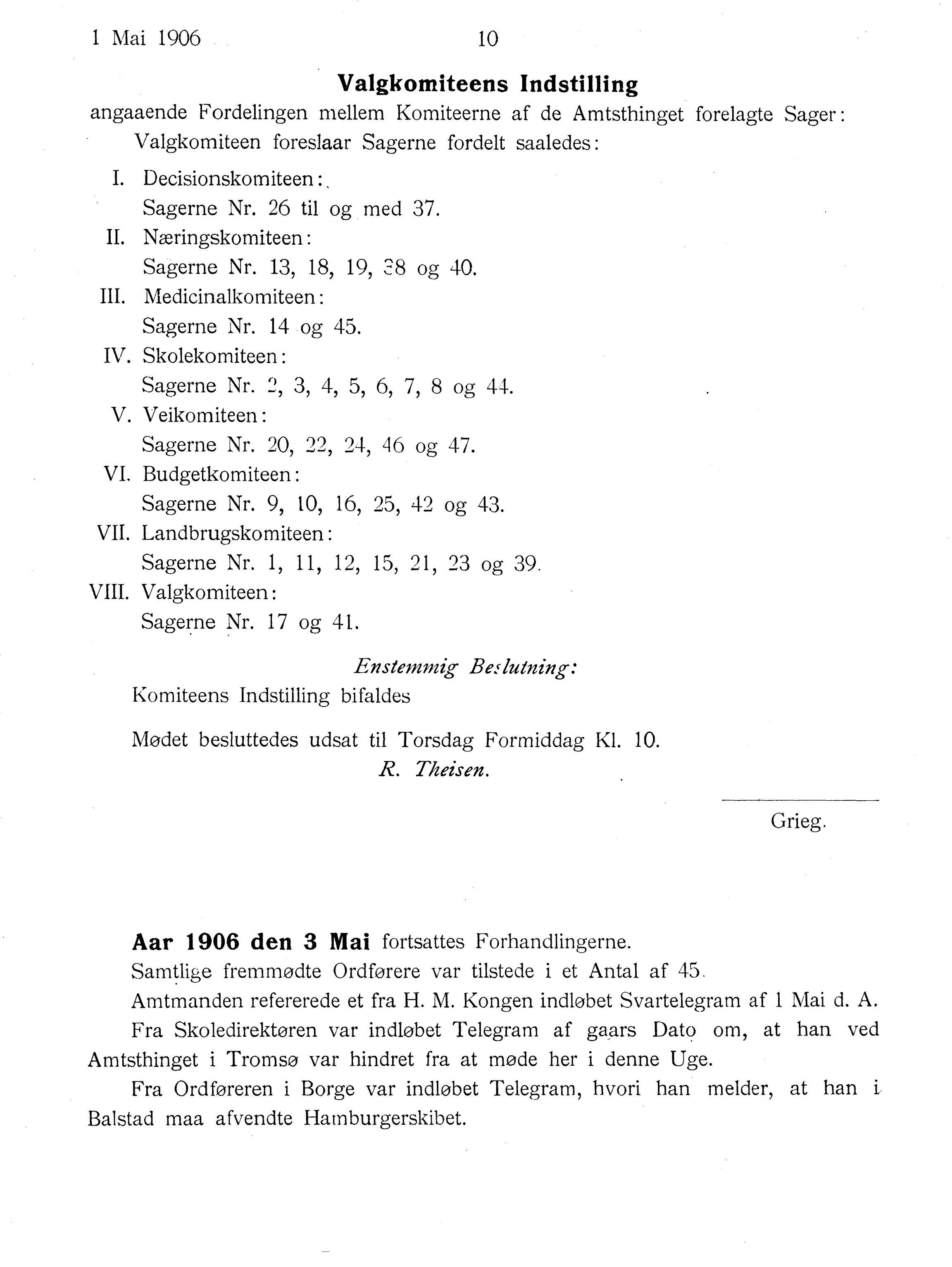 Nordland Fylkeskommune. Fylkestinget, AIN/NFK-17/176/A/Ac/L0029: Fylkestingsforhandlinger 1906, 1906, p. 10