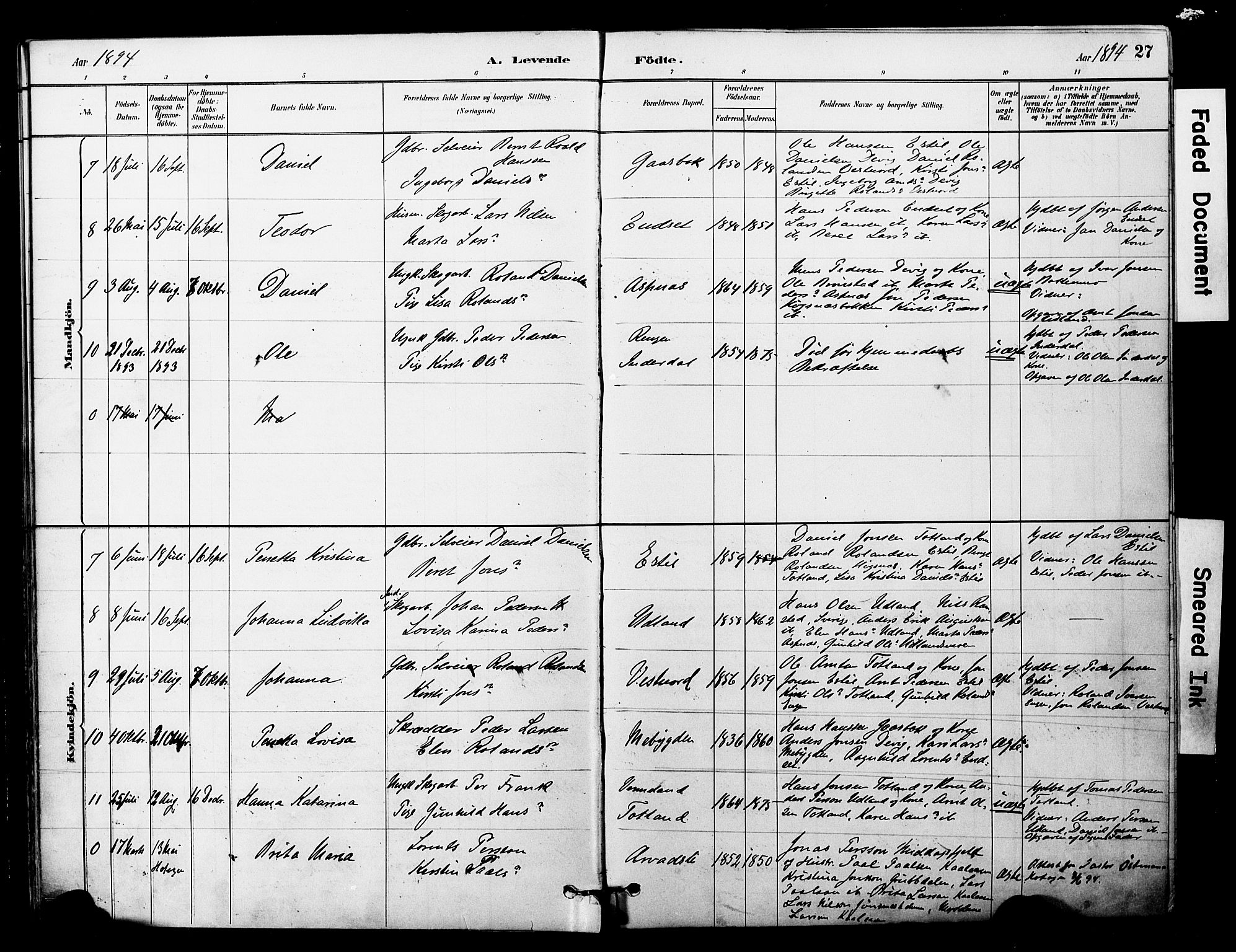 Ministerialprotokoller, klokkerbøker og fødselsregistre - Nord-Trøndelag, SAT/A-1458/757/L0505: Parish register (official) no. 757A01, 1882-1904, p. 27