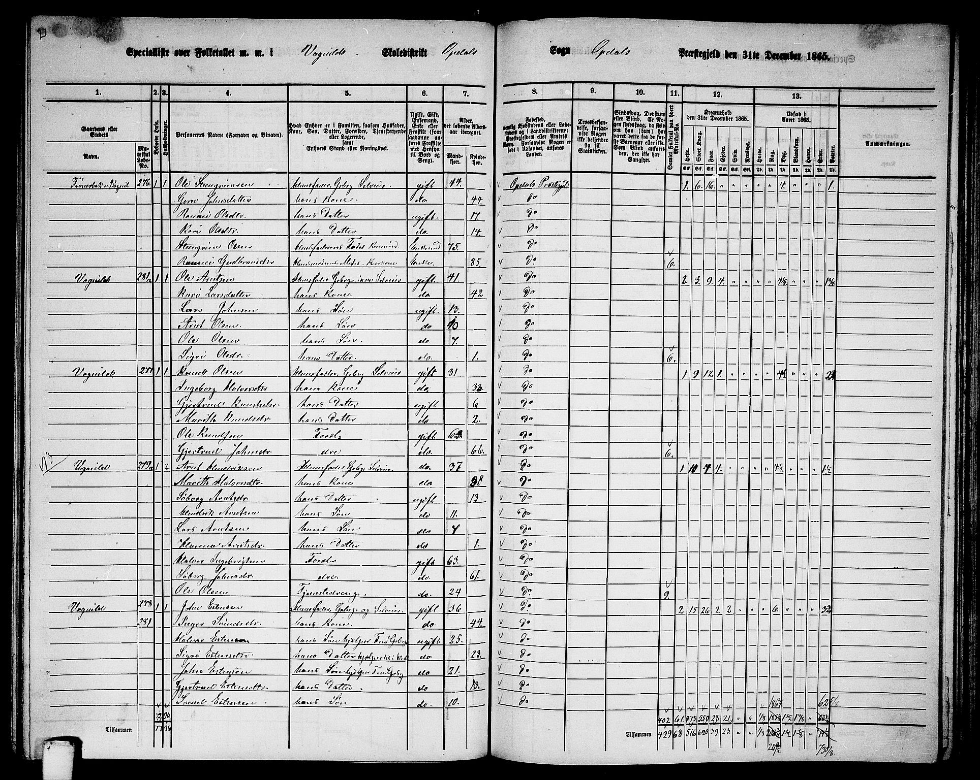 RA, 1865 census for Oppdal, 1865, p. 141