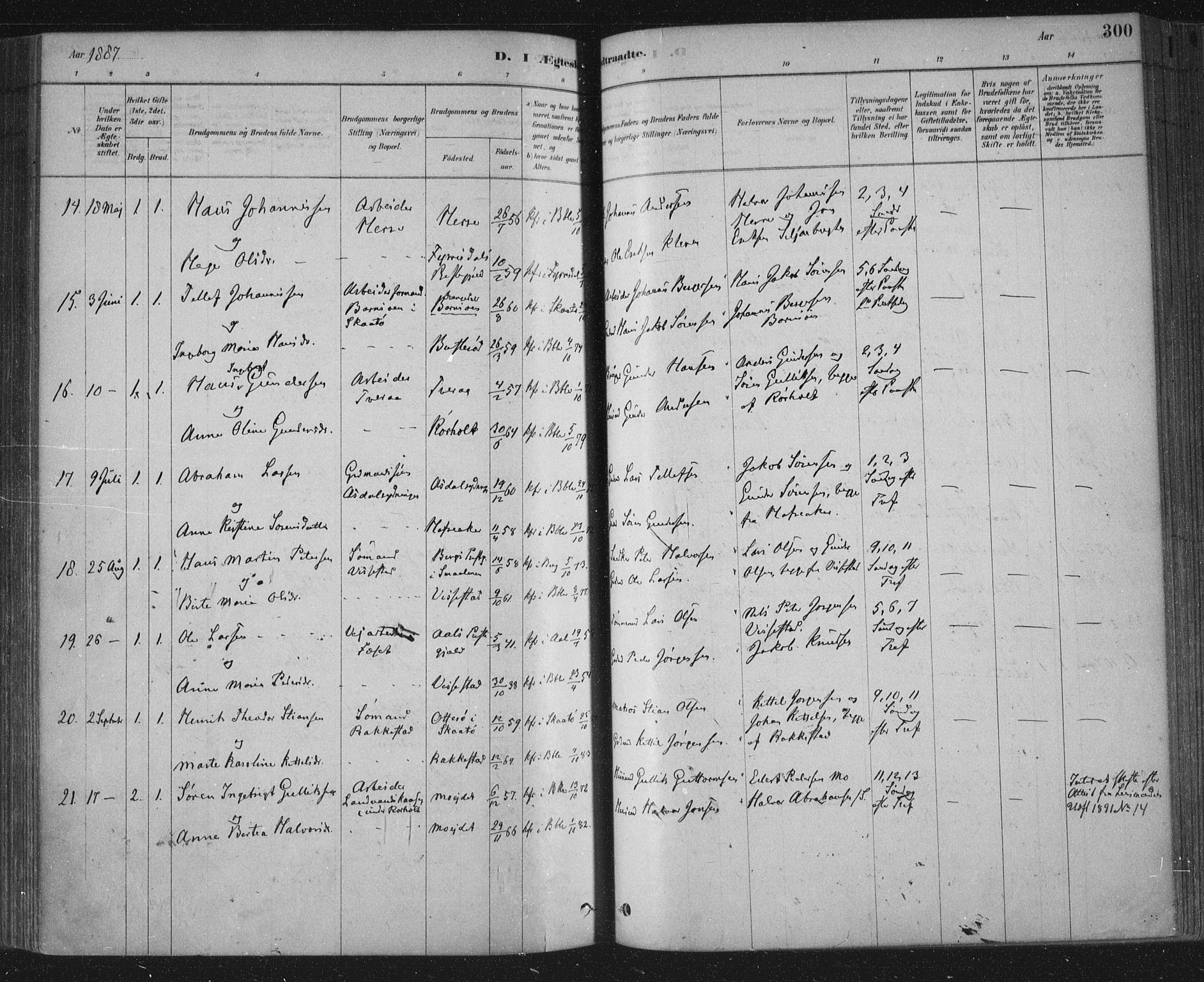 Bamble kirkebøker, SAKO/A-253/F/Fa/L0007: Parish register (official) no. I 7, 1878-1888, p. 300