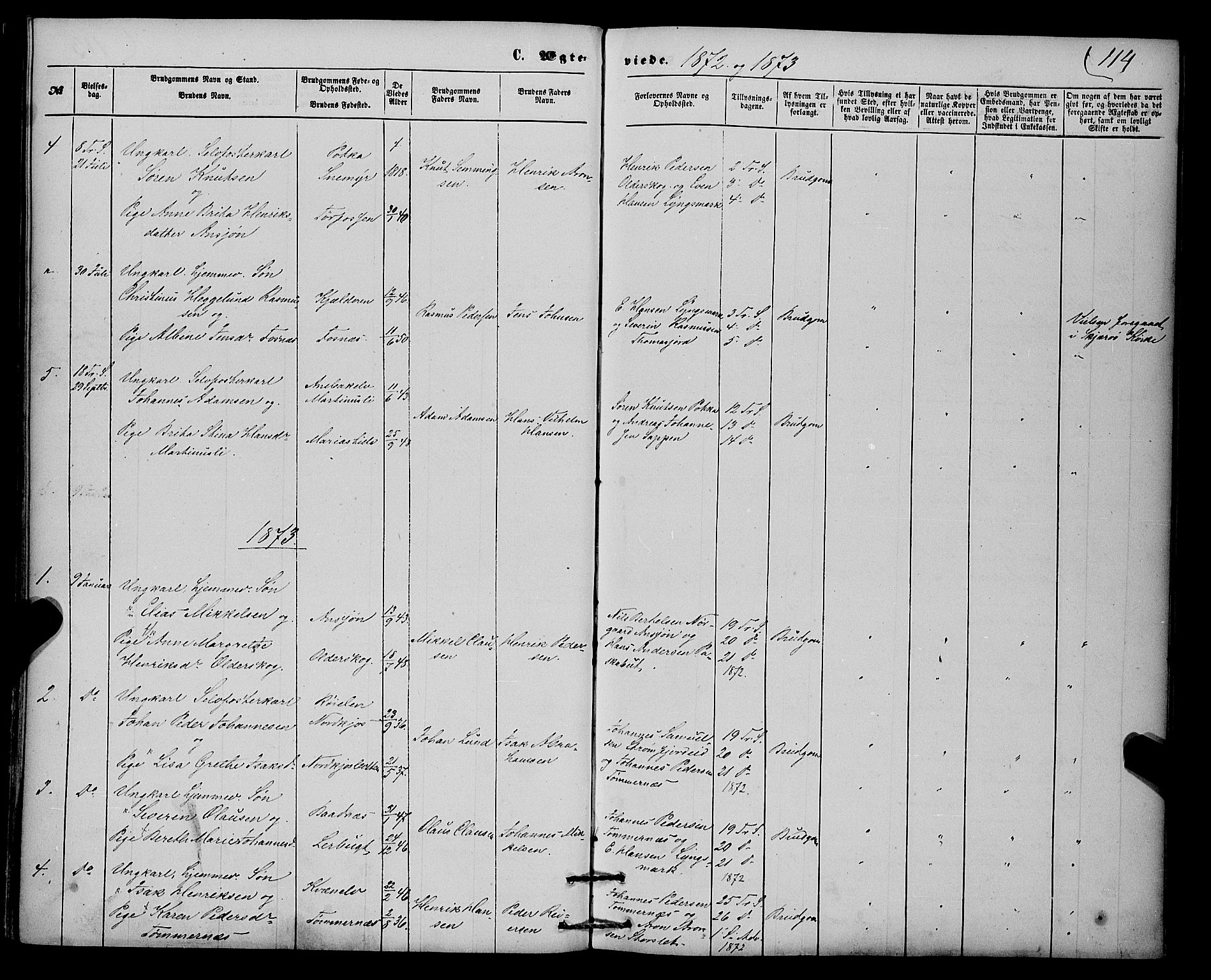 Skjervøy sokneprestkontor, SATØ/S-1300/H/Ha/Haa/L0013kirke: Parish register (official) no. 13, 1863-1877, p. 114