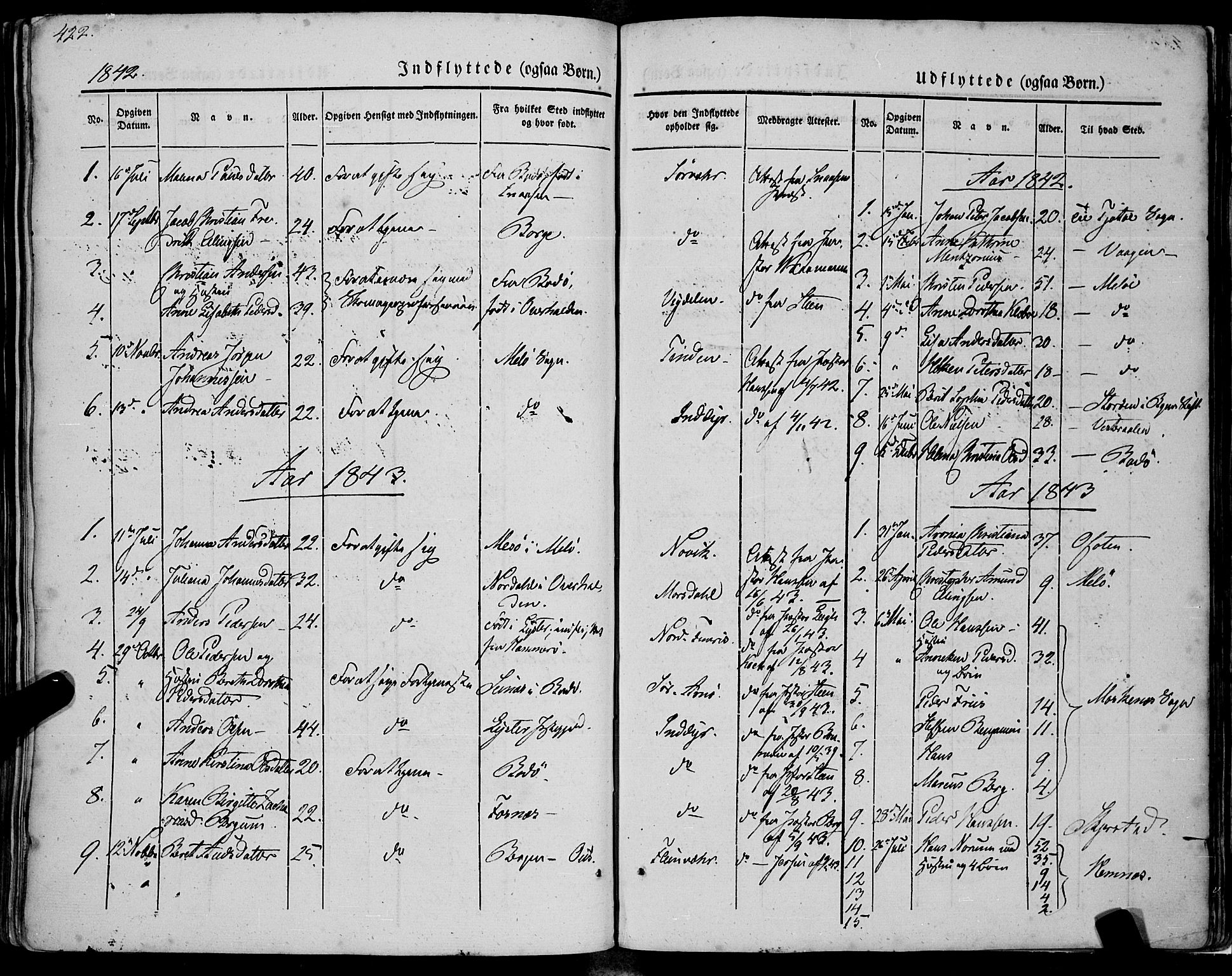 Ministerialprotokoller, klokkerbøker og fødselsregistre - Nordland, SAT/A-1459/805/L0097: Parish register (official) no. 805A04, 1837-1861, p. 422