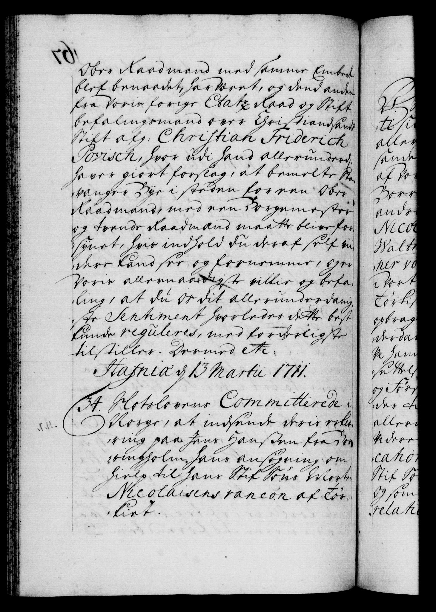 Danske Kanselli 1572-1799, AV/RA-EA-3023/F/Fc/Fca/Fcab/L0019: Norske tegnelser, 1710-1714, p. 167b