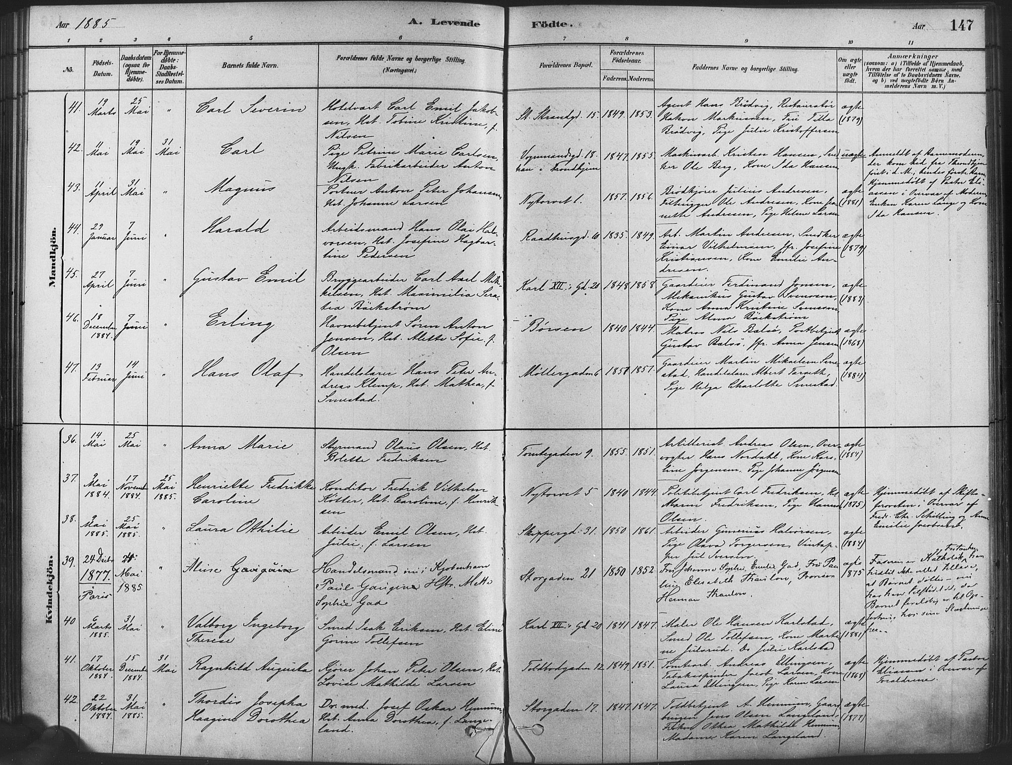 Oslo domkirke Kirkebøker, SAO/A-10752/F/Fa/L0029: Parish register (official) no. 29, 1879-1892, p. 147