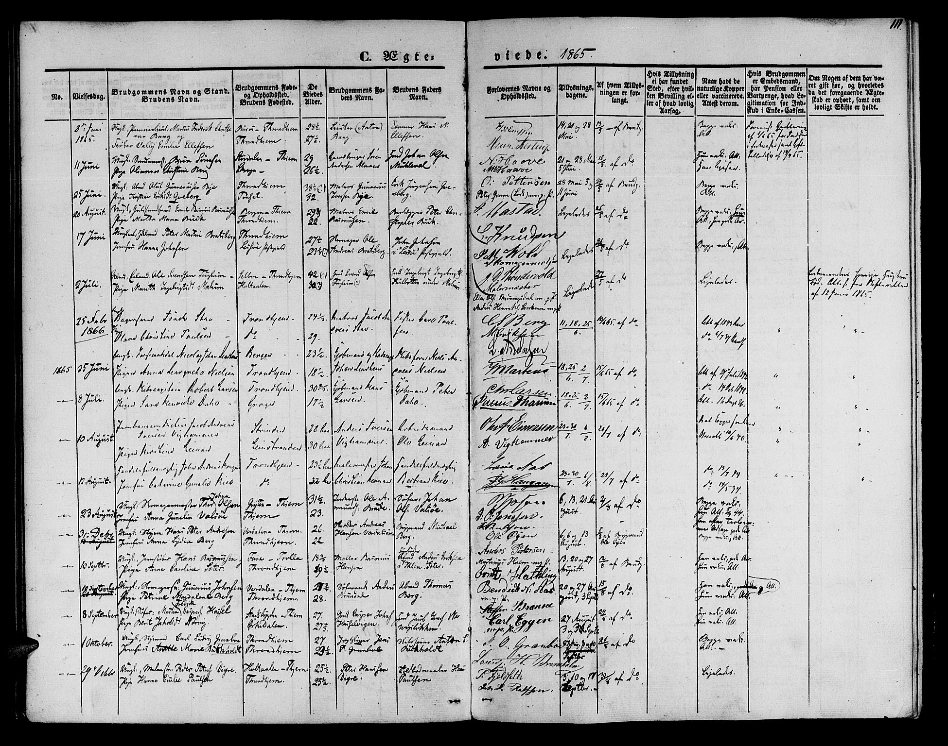 Ministerialprotokoller, klokkerbøker og fødselsregistre - Sør-Trøndelag, SAT/A-1456/602/L0111: Parish register (official) no. 602A09, 1844-1867, p. 111