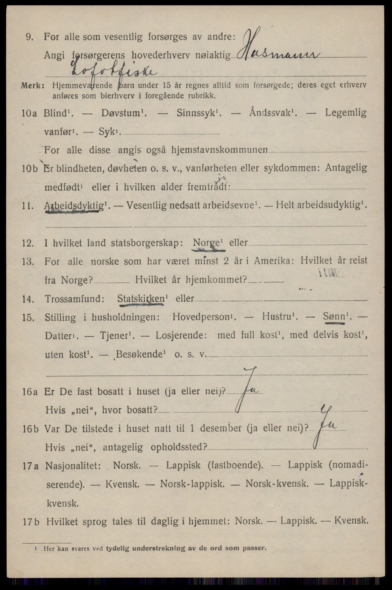 SAT, 1920 census for Flakstad, 1920, p. 3424