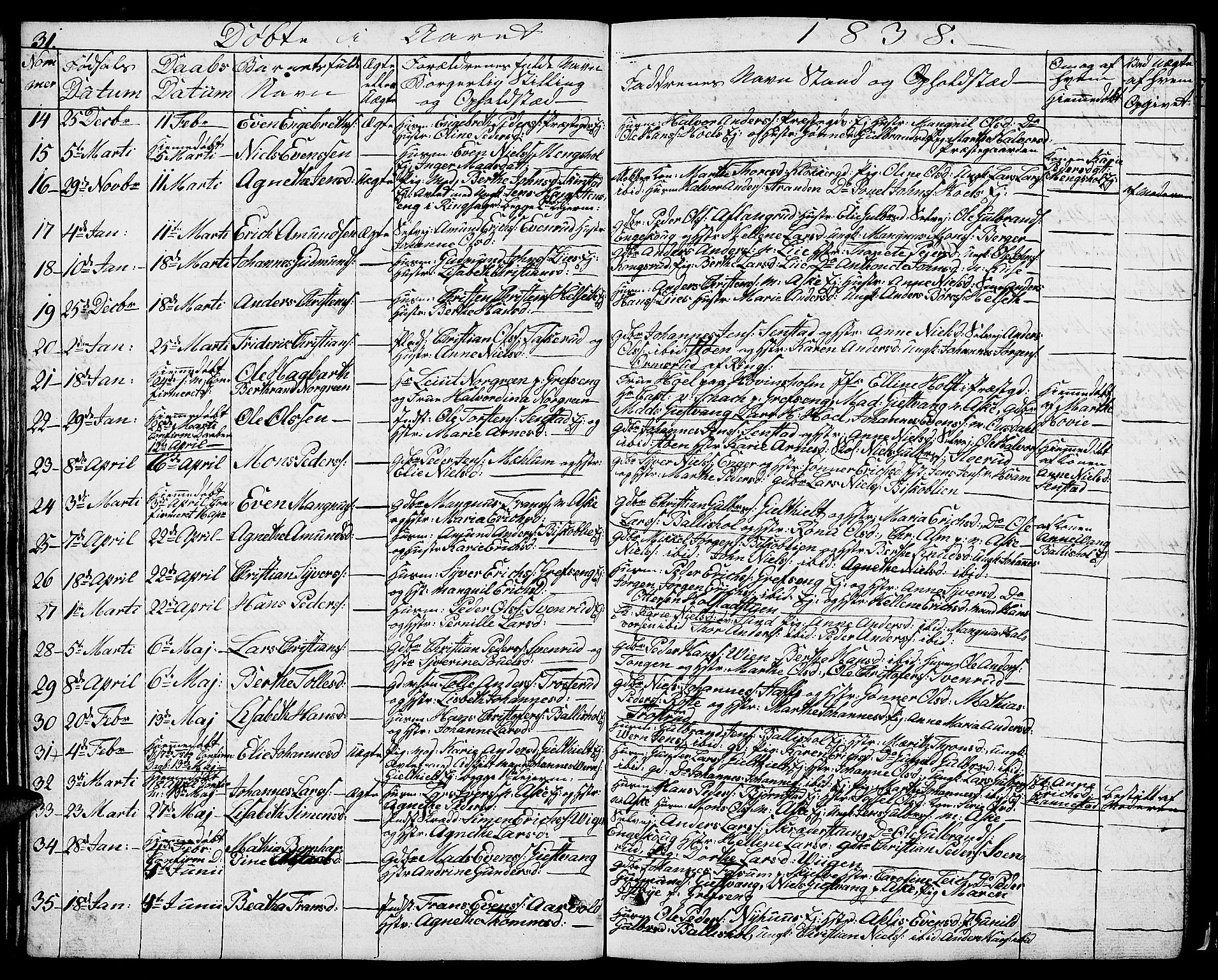 Nes prestekontor, Hedmark, AV/SAH-PREST-020/L/La/L0004: Parish register (copy) no. 4, 1832-1861, p. 31