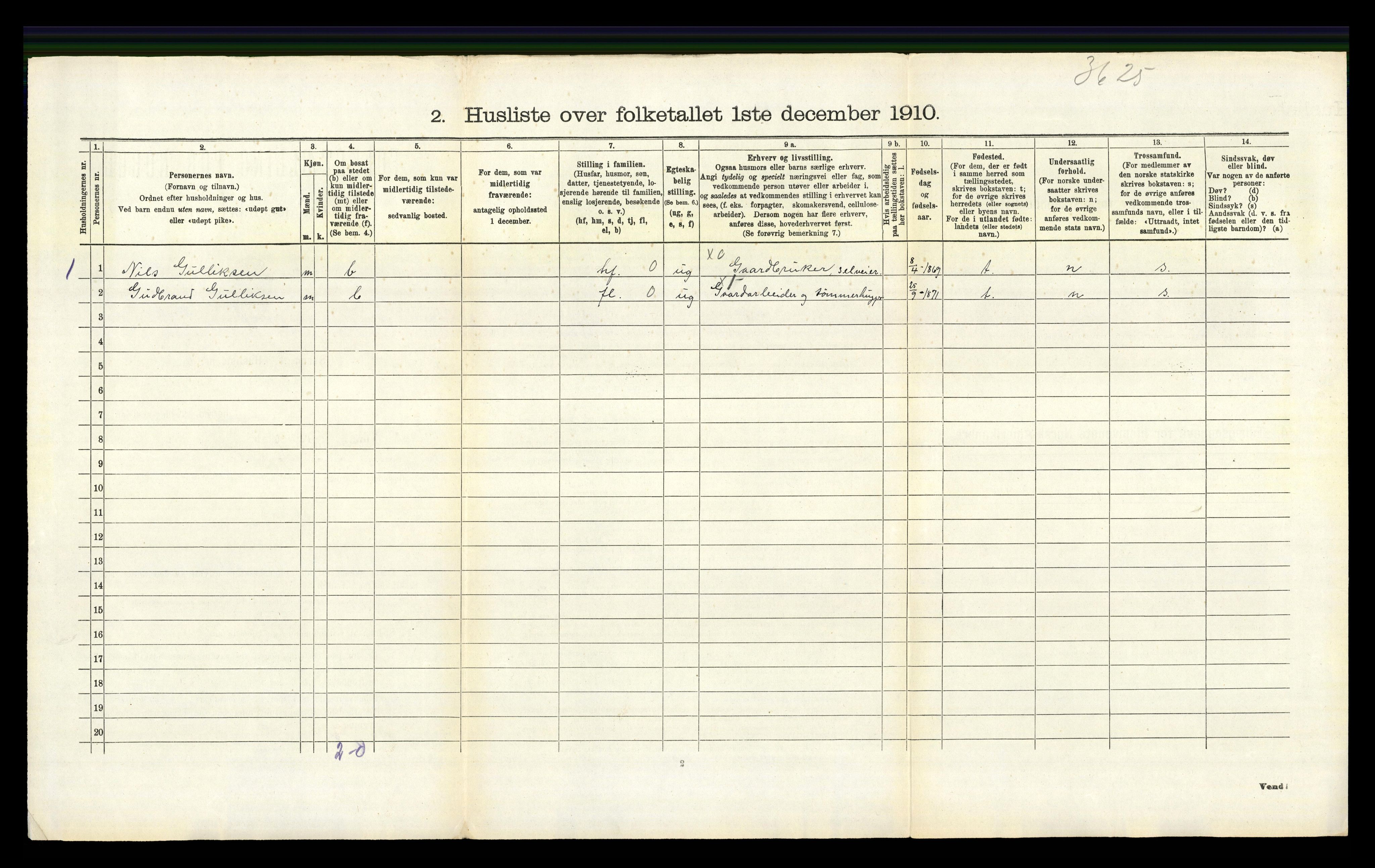 RA, 1910 census for Flesberg, 1910, p. 646