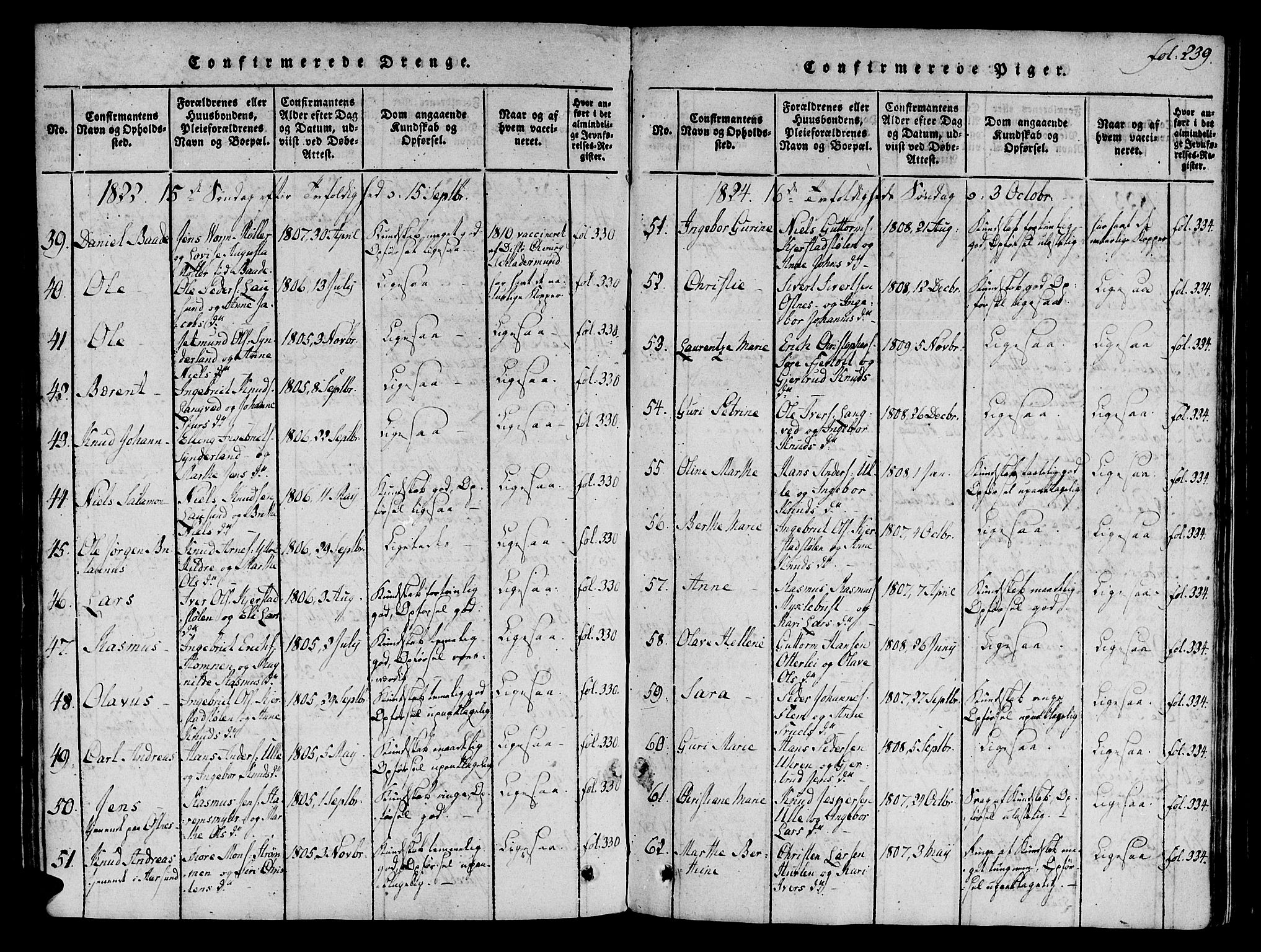 Ministerialprotokoller, klokkerbøker og fødselsregistre - Møre og Romsdal, SAT/A-1454/536/L0495: Parish register (official) no. 536A04, 1818-1847, p. 239
