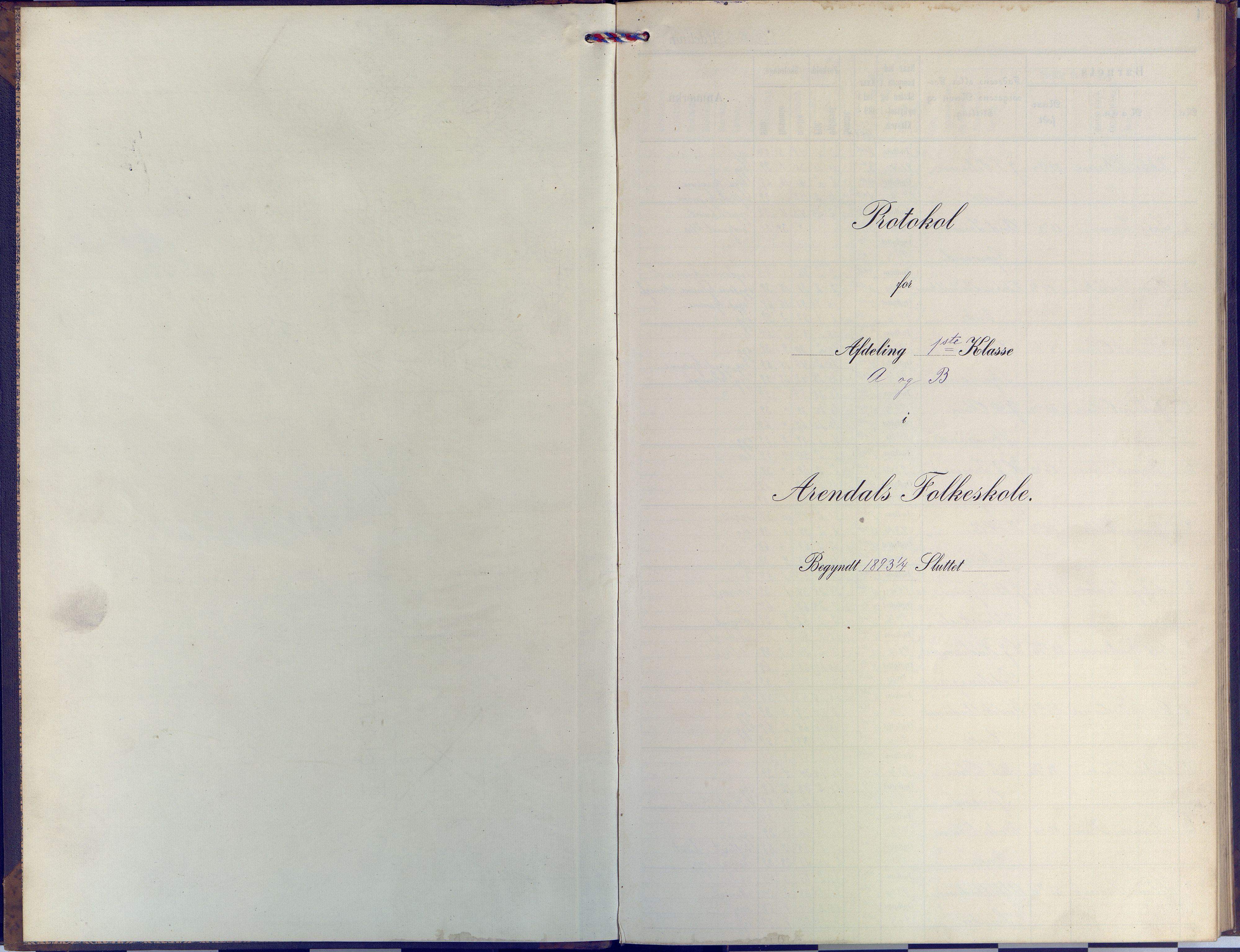 Arendal kommune, Katalog I, AAKS/KA0906-PK-I/07/L0056: Protokoll for 1. klasse, 1893-1897