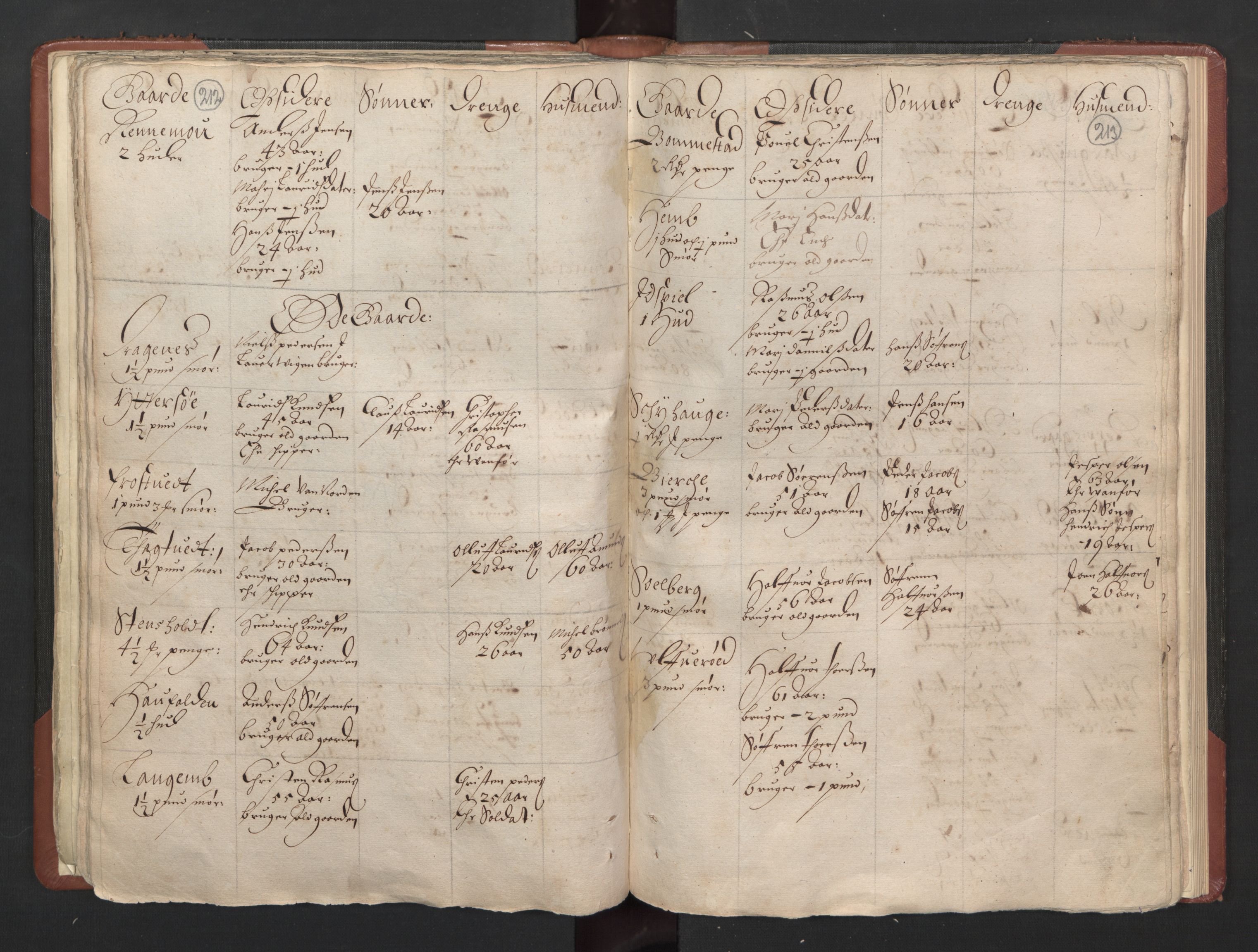 RA, Bailiff's Census 1664-1666, no. 5: Modern Buskerud county and modern Vestfold county, 1664, p. 212-213