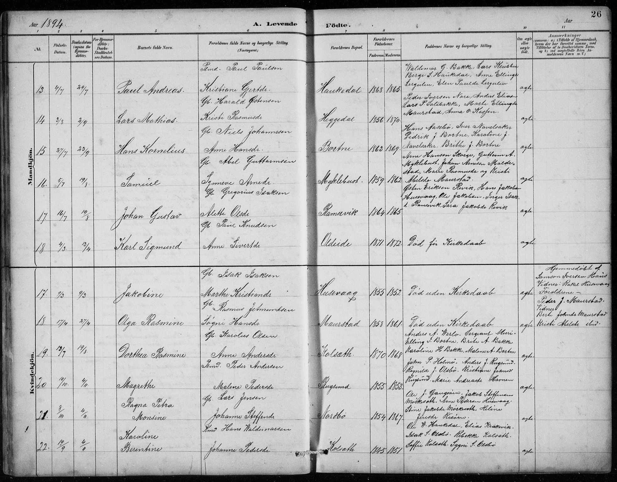 Davik sokneprestembete, AV/SAB-A-79701/H/Hab/Habc/L0002: Parish register (copy) no. C 2, 1889-1906, p. 26