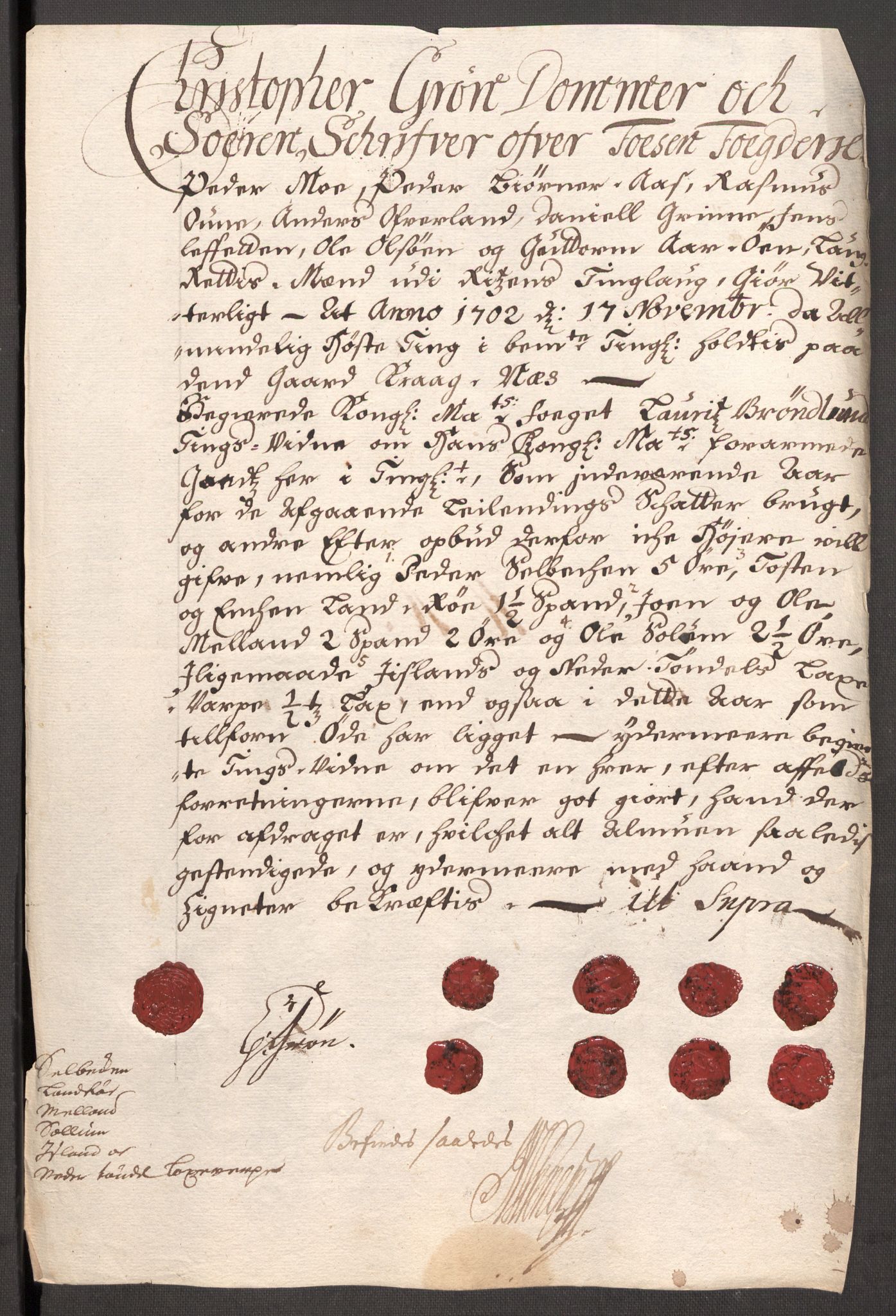 Rentekammeret inntil 1814, Reviderte regnskaper, Fogderegnskap, RA/EA-4092/R57/L3855: Fogderegnskap Fosen, 1702-1703, p. 157