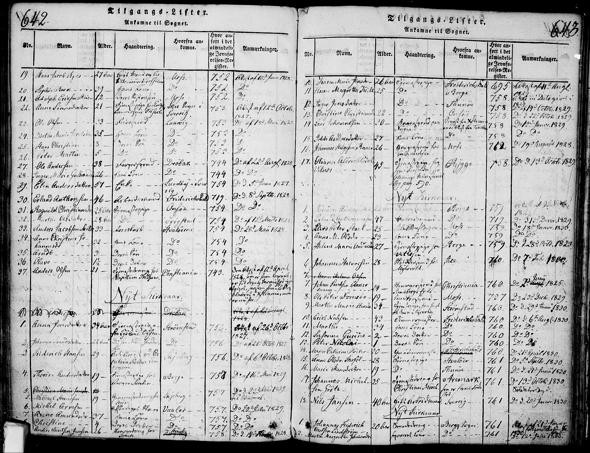 Fredrikstad prestekontor Kirkebøker, SAO/A-11082/F/Fa/L0004: Parish register (official) no. 4, 1816-1834, p. 642-643