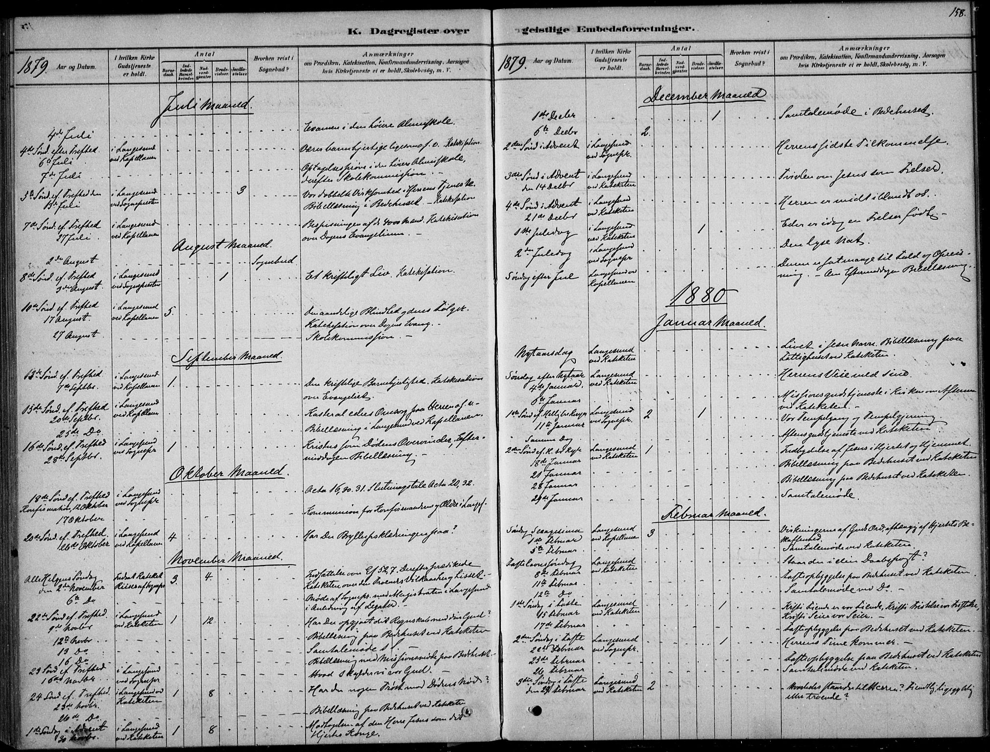Langesund kirkebøker, SAKO/A-280/F/Fa/L0002: Parish register (official) no. 2, 1878-1892, p. 158