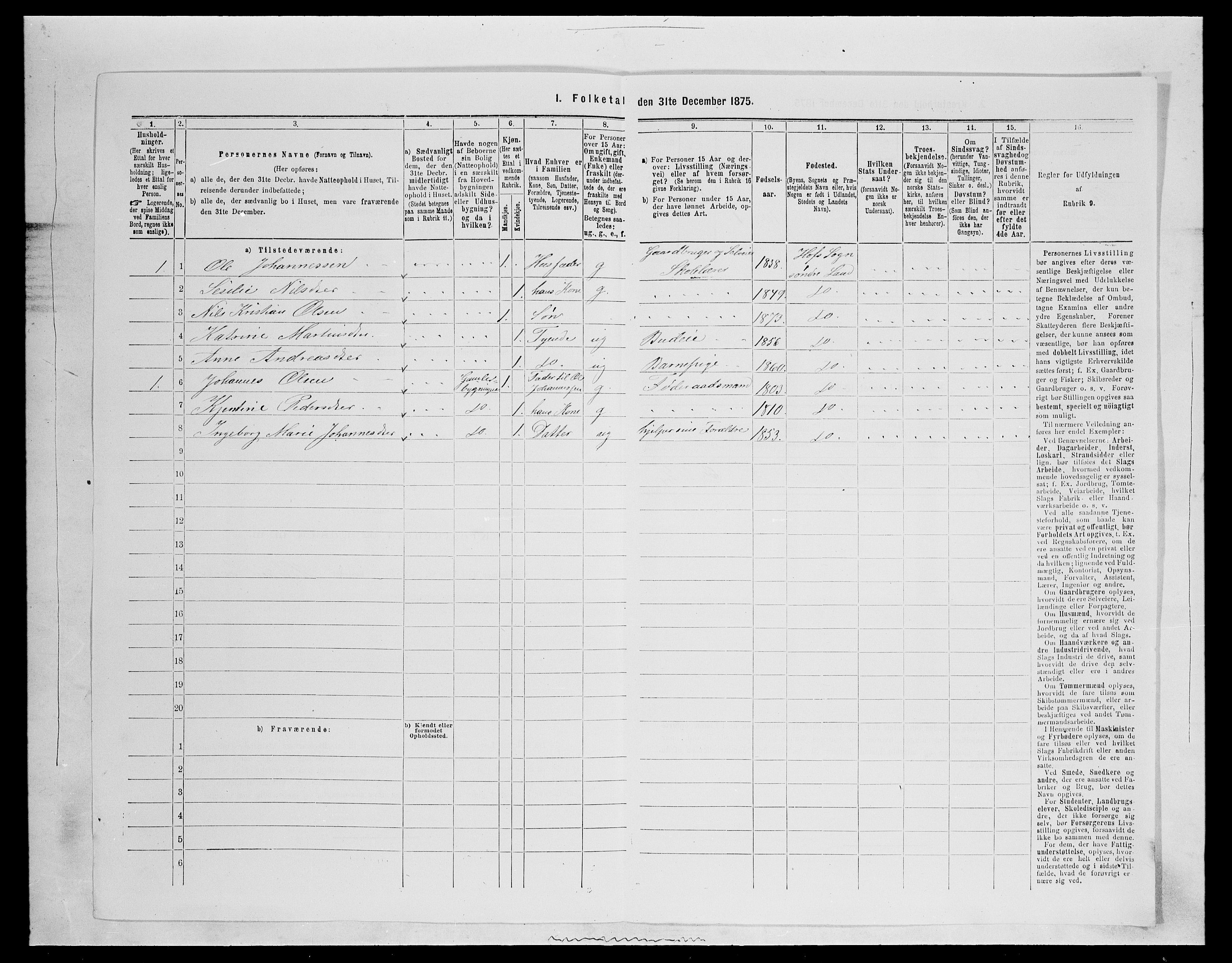 SAH, 1875 census for 0536P Søndre Land, 1875, p. 1482