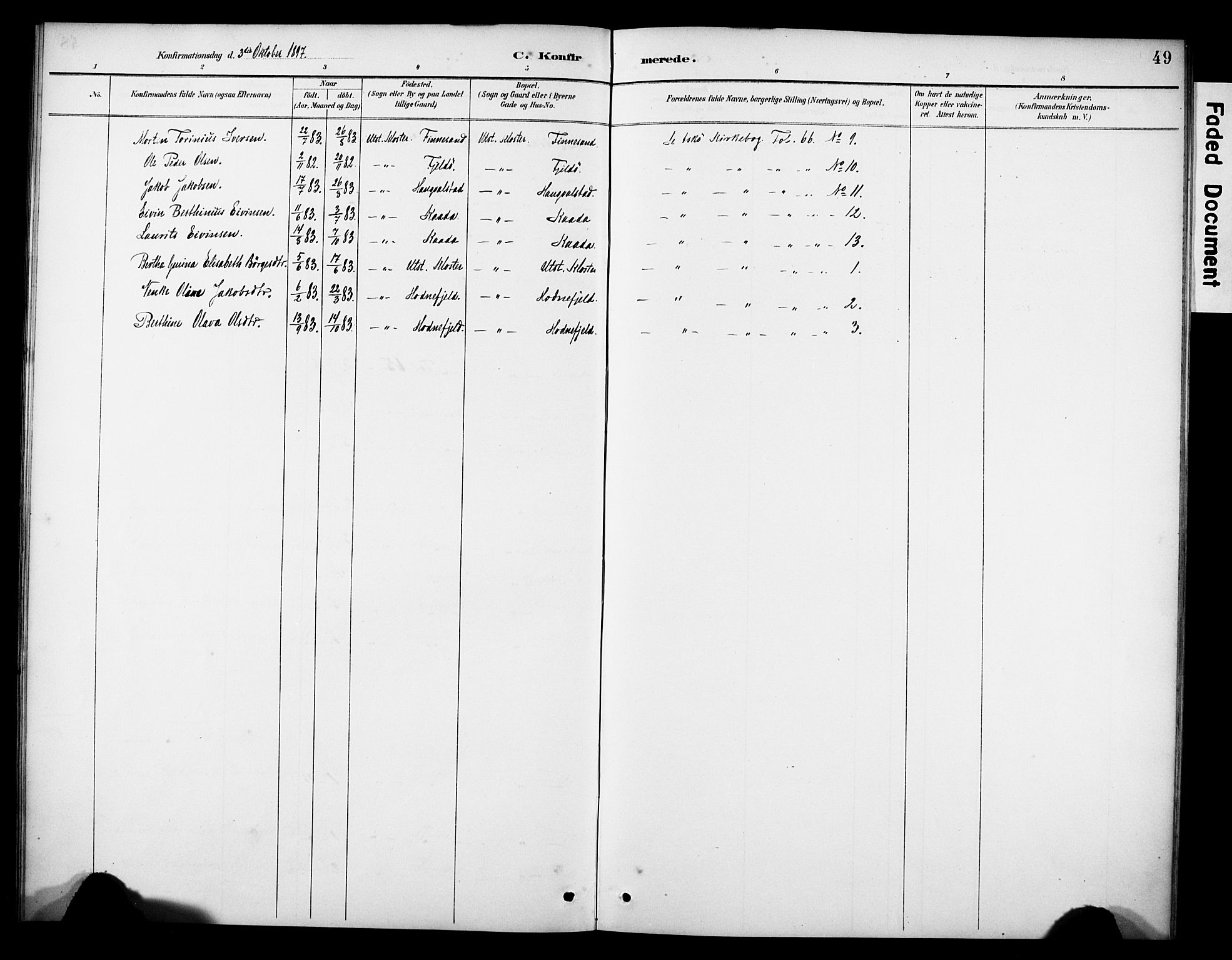 Rennesøy sokneprestkontor, SAST/A -101827/H/Ha/Haa/L0014: Parish register (official) no. A 14, 1890-1908, p. 49