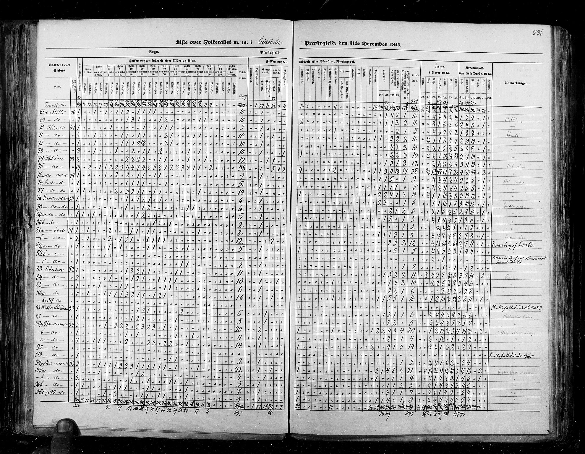 RA, Census 1845, vol. 2: Smålenenes amt og Akershus amt, 1845, p. 236