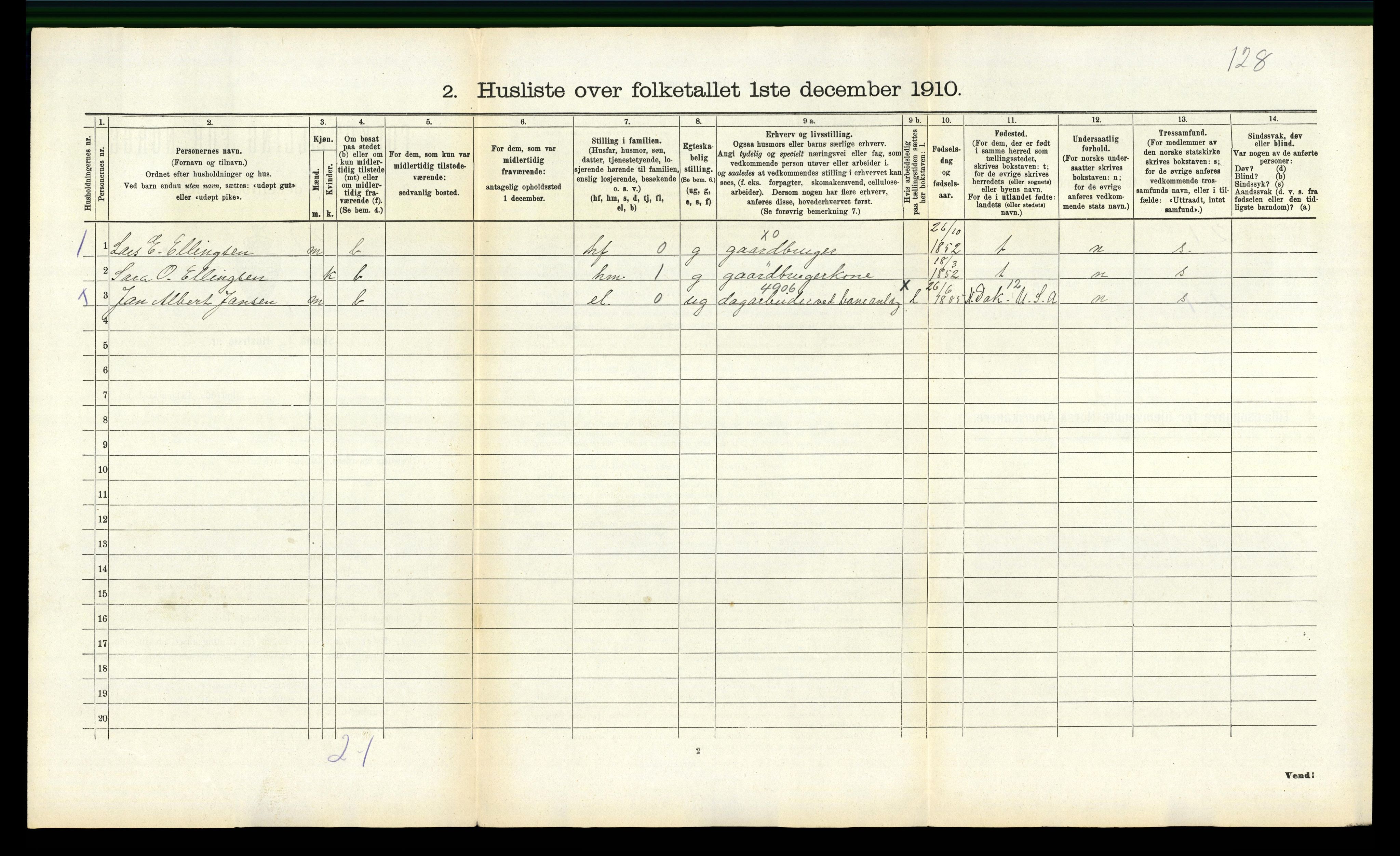 RA, 1910 census for Ulvik, 1910, p. 83