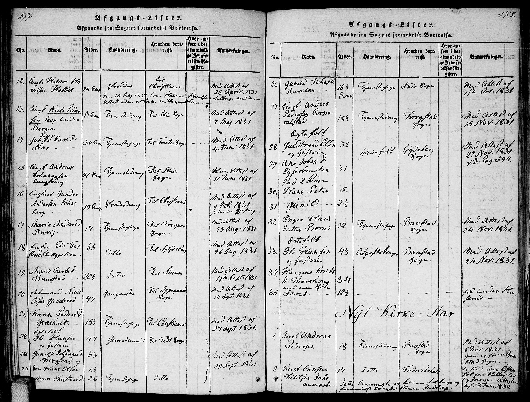 Enebakk prestekontor Kirkebøker, AV/SAO-A-10171c/F/Fa/L0006: Parish register (official) no. I 6, 1815-1832, p. 577-578