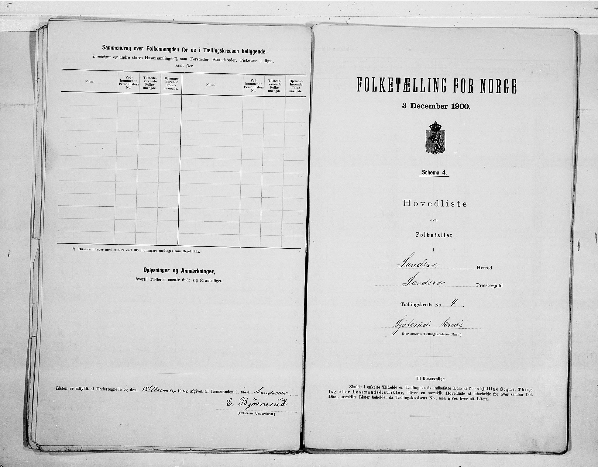 RA, 1900 census for Sandsvær, 1900, p. 10