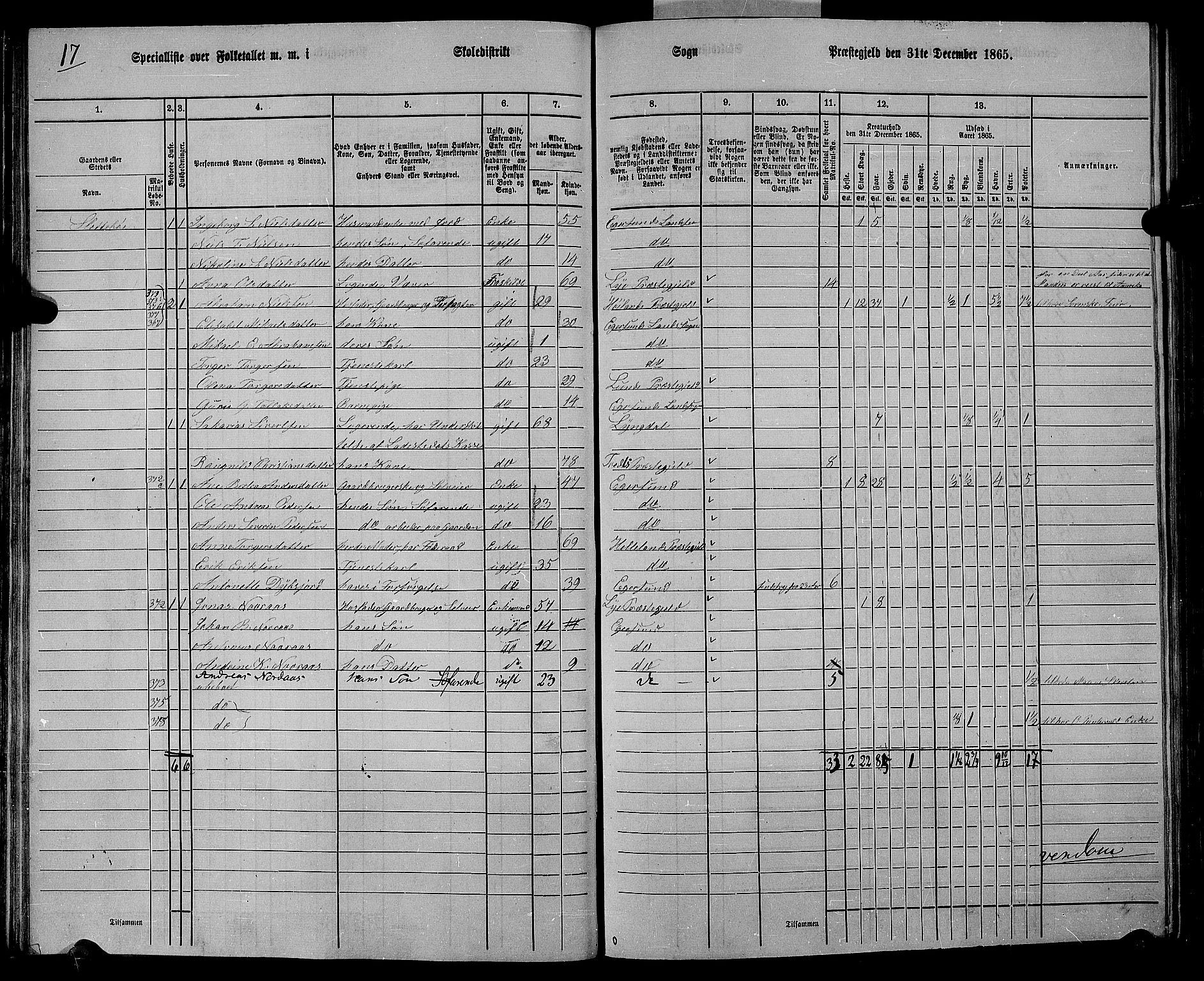 RA, 1865 census for Eigersund/Eigersund og Ogna, 1865, p. 76