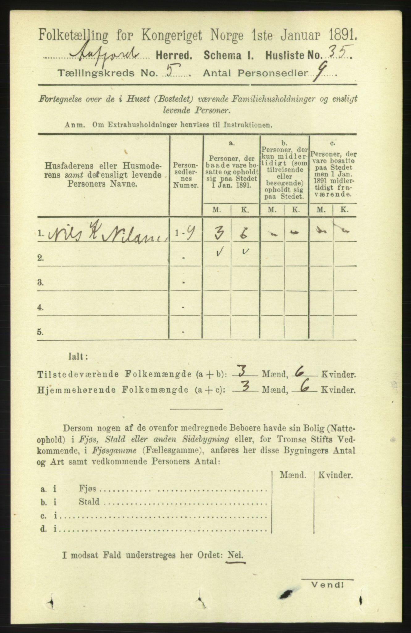 RA, 1891 census for 1630 Åfjord, 1891, p. 1187