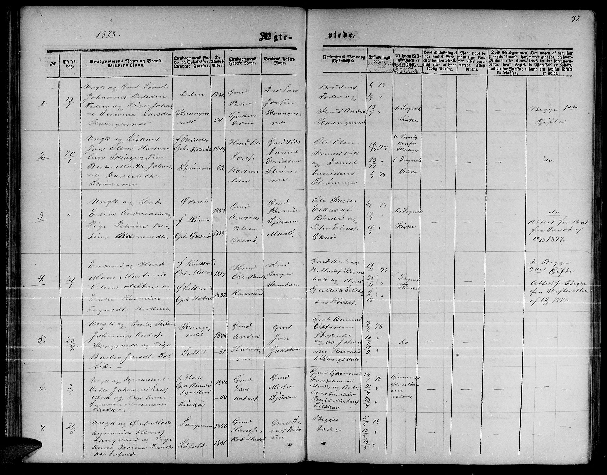 Ministerialprotokoller, klokkerbøker og fødselsregistre - Møre og Romsdal, AV/SAT-A-1454/511/L0157: Parish register (copy) no. 511C03, 1864-1884, p. 37