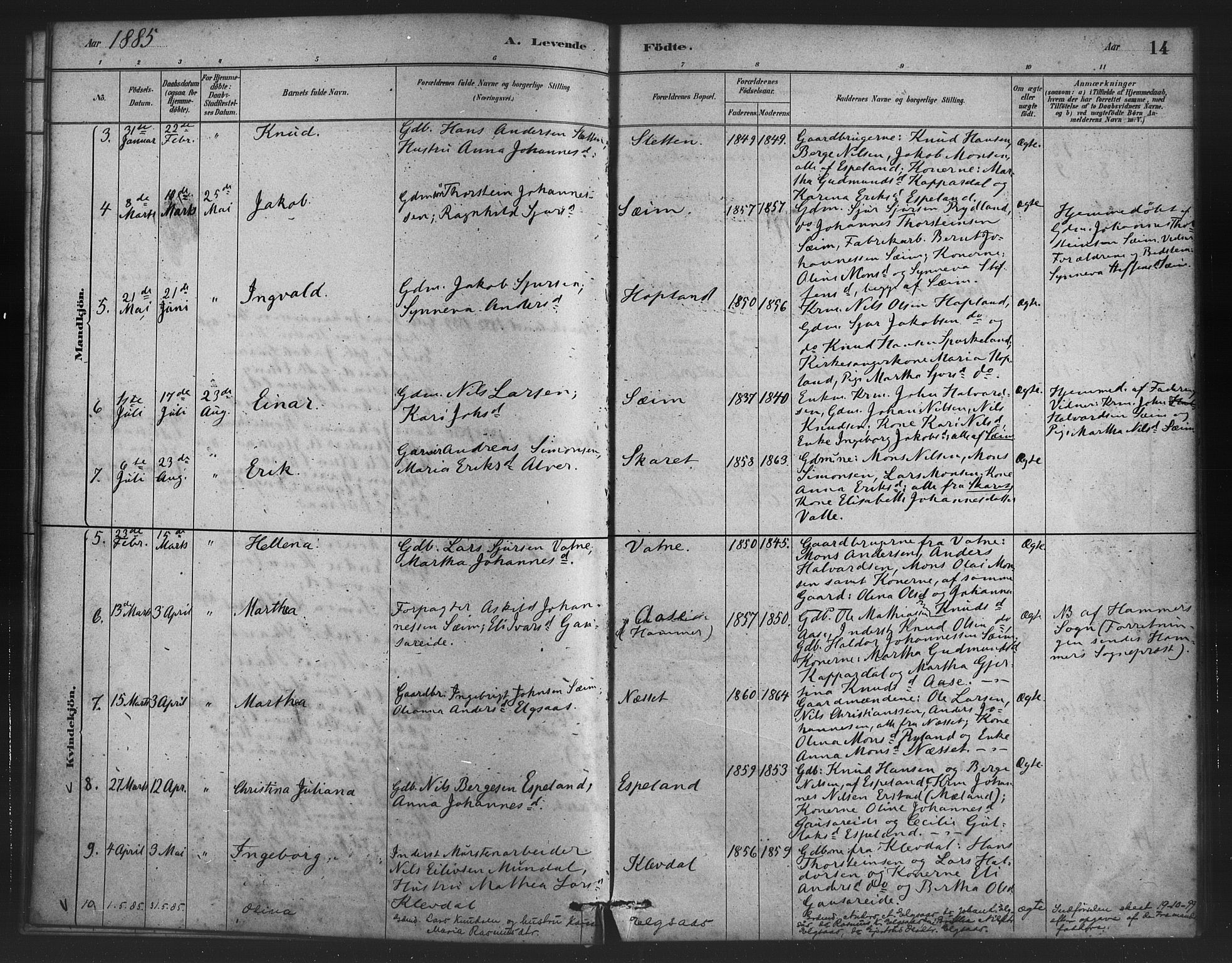 Alversund Sokneprestembete, SAB/A-73901/H/Ha/Haa/Haad/L0001: Parish register (official) no. D 1, 1880-1898, p. 14