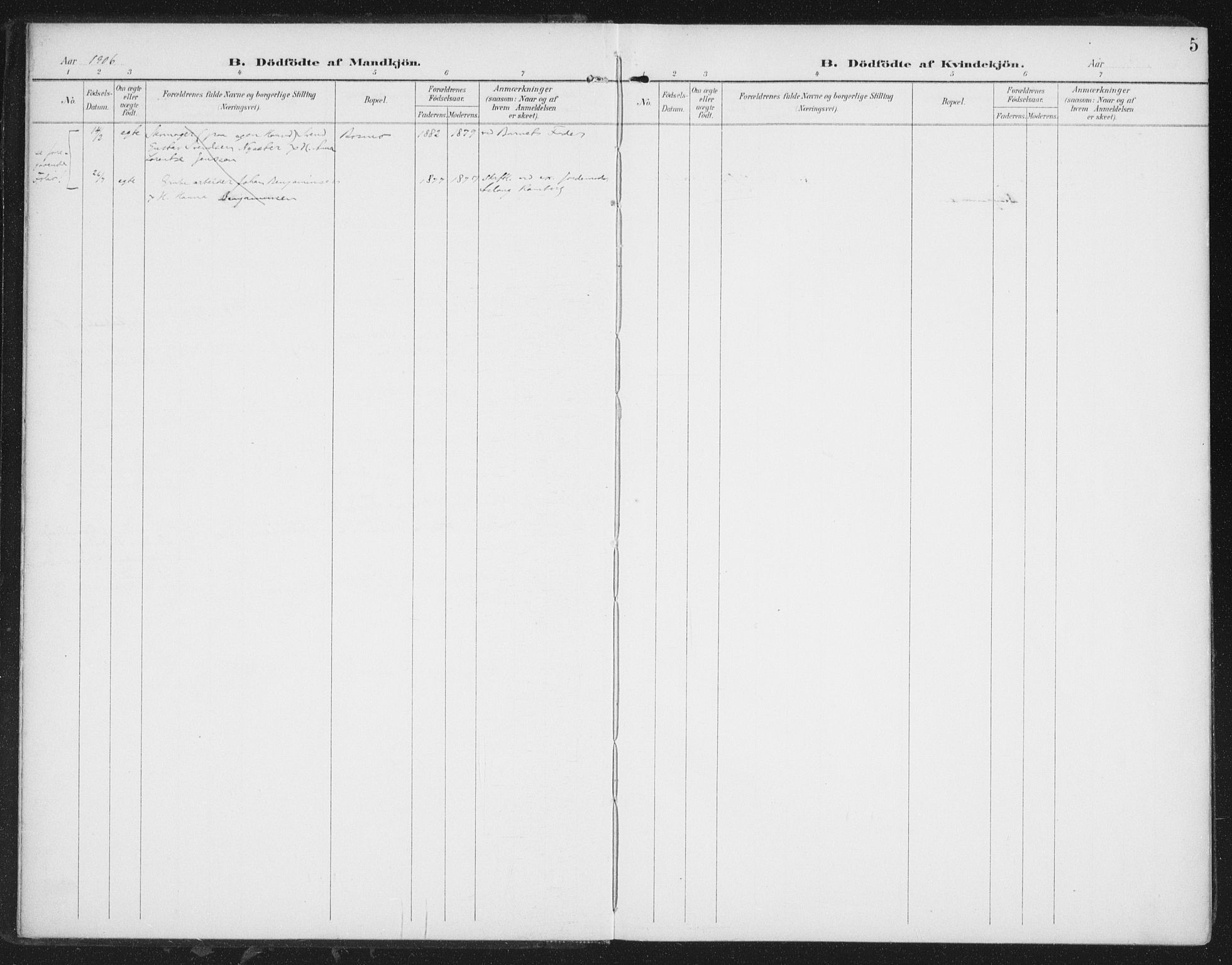 Ministerialprotokoller, klokkerbøker og fødselsregistre - Nordland, SAT/A-1459/827/L0403: Parish register (official) no. 827A15, 1903-1912, p. 5