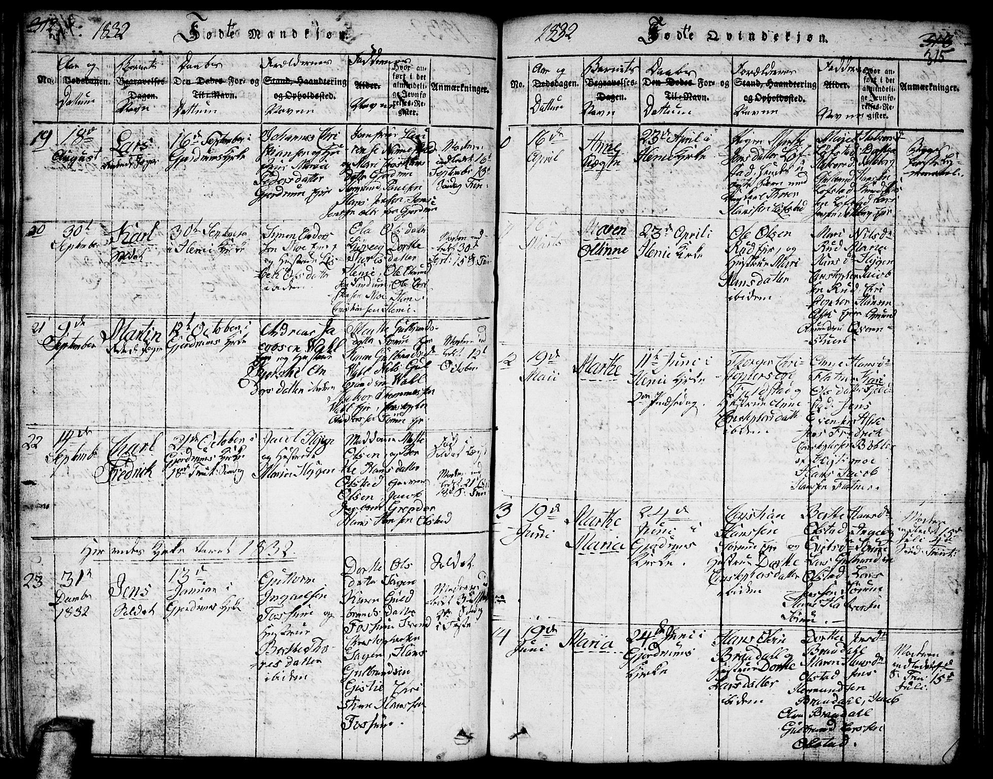 Gjerdrum prestekontor Kirkebøker, AV/SAO-A-10412b/F/Fa/L0004: Parish register (official) no. I 4, 1816-1836, p. 314-315