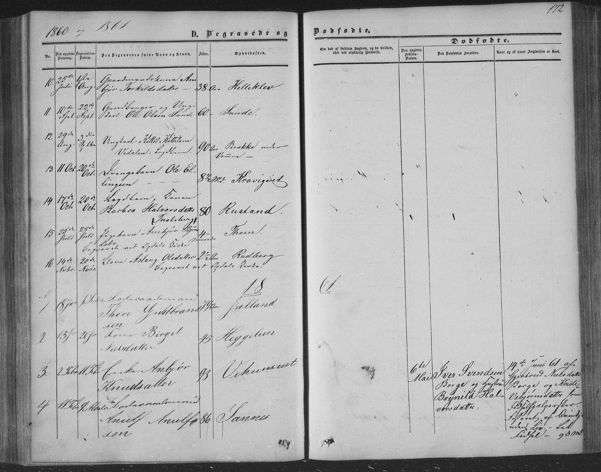 Nore kirkebøker, SAKO/A-238/F/Fa/L0002: Parish register (official) no. I 2, 1856-1871, p. 172