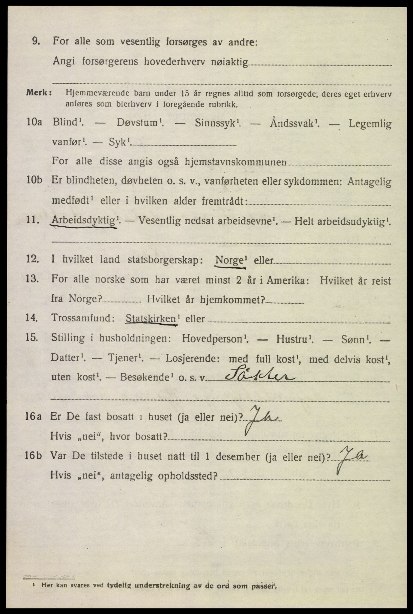 SAK, 1920 census for Åseral, 1920, p. 2457