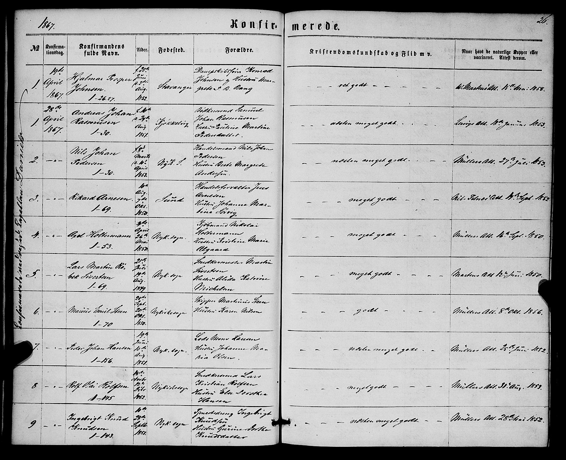 Nykirken Sokneprestembete, SAB/A-77101/H/Haa/L0024: Parish register (official) no. C 3, 1864-1870, p. 26