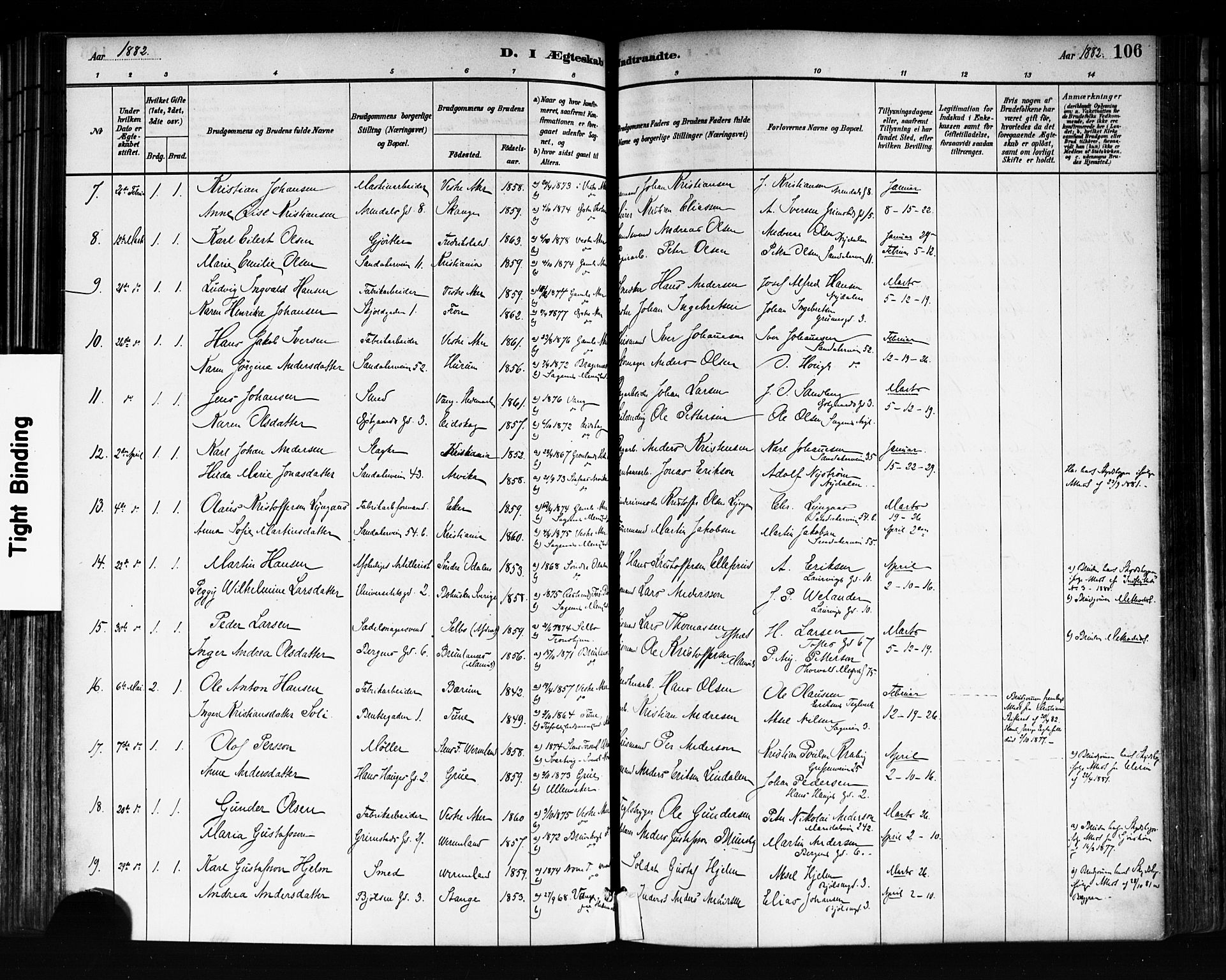 Sagene prestekontor Kirkebøker, SAO/A-10796/F/L0002: Parish register (official) no. 2, 1880-1897, p. 106