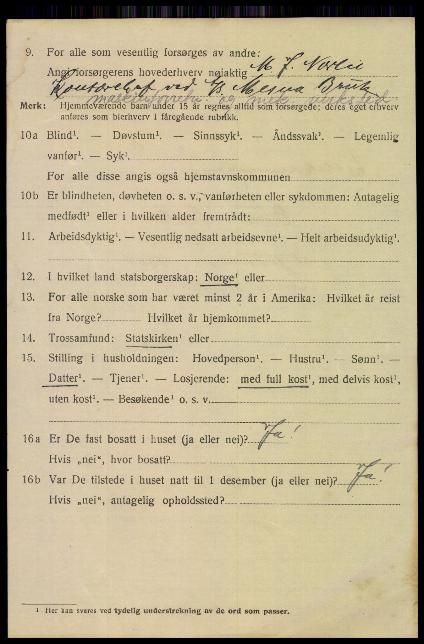 SAH, 1920 census for Lillehammer, 1920, p. 10385