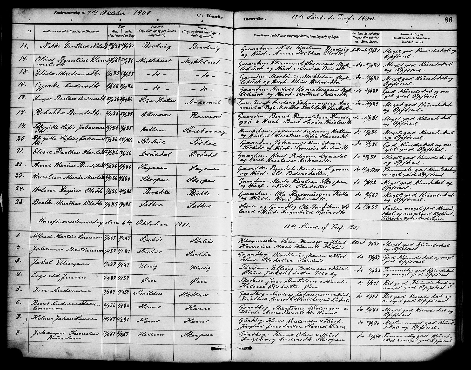 Hyllestad sokneprestembete, SAB/A-80401: Parish register (official) no. D 1, 1886-1905, p. 86