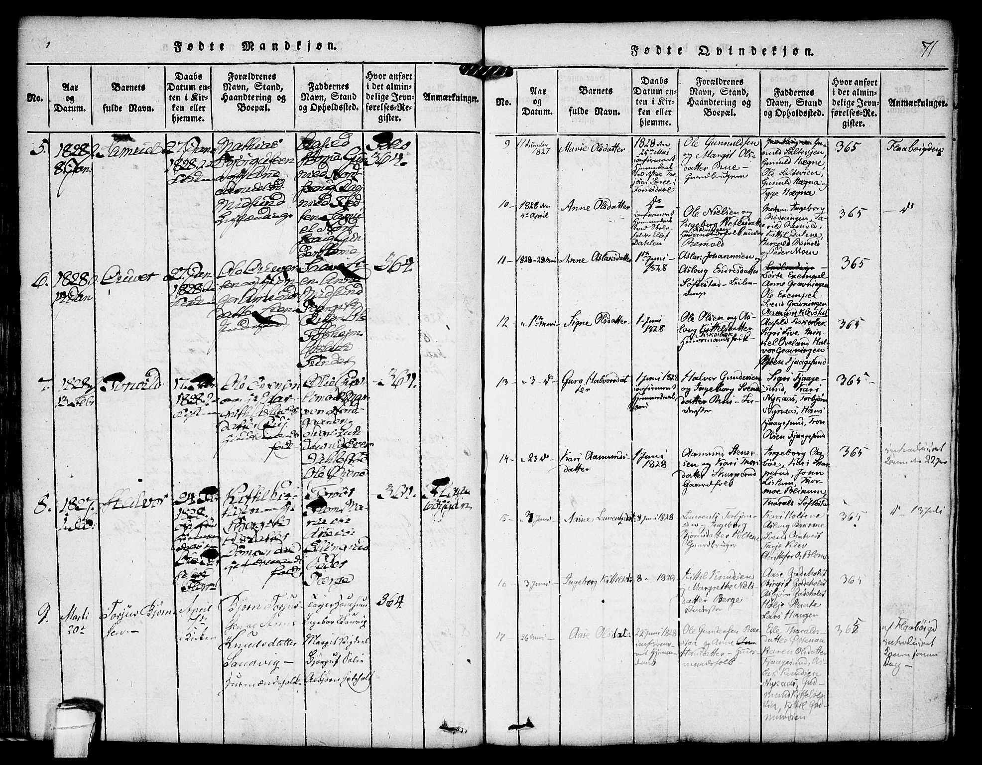 Kviteseid kirkebøker, AV/SAKO-A-276/F/Fa/L0005: Parish register (official) no. I 5, 1815-1836, p. 71