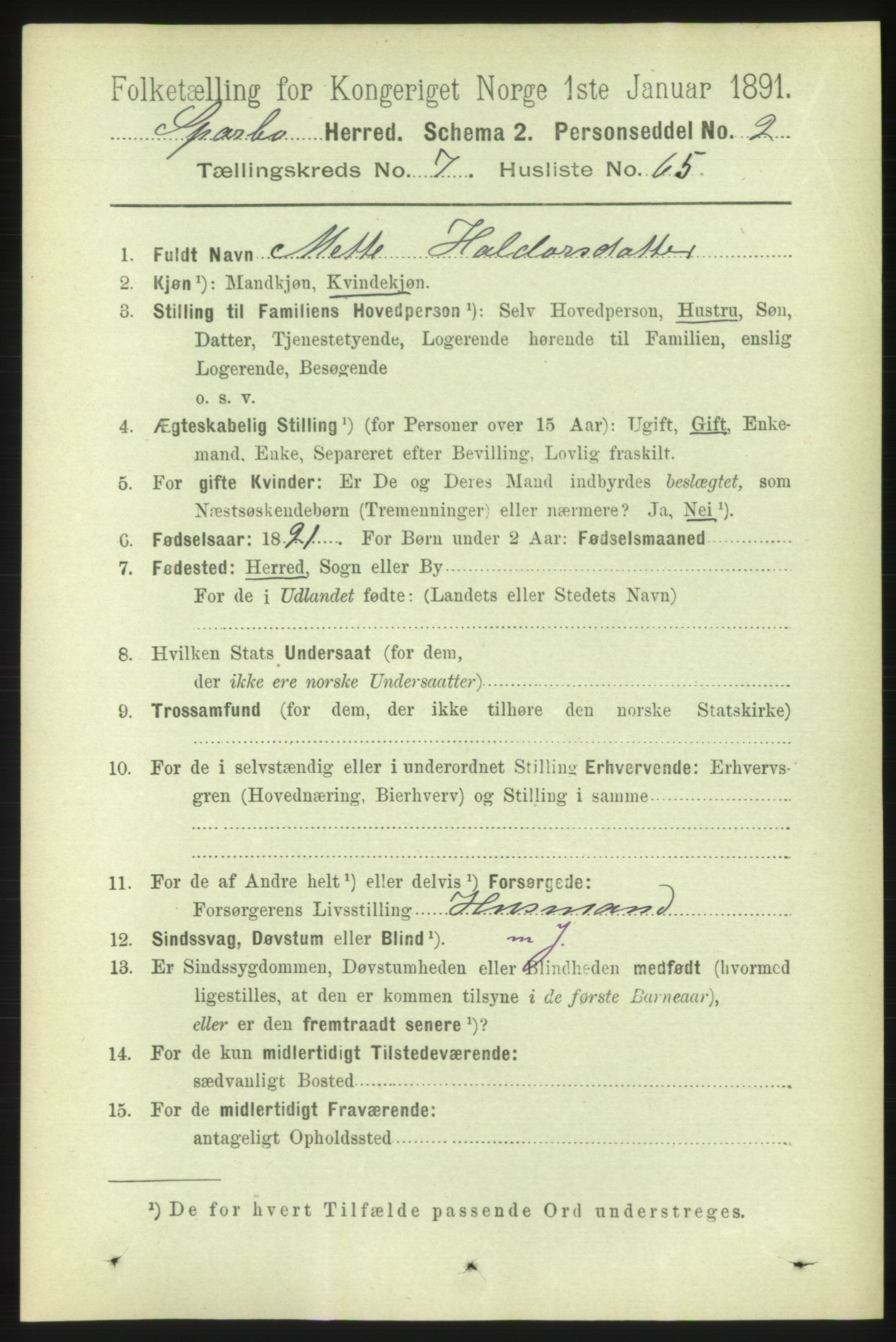 RA, 1891 census for 1731 Sparbu, 1891, p. 2741