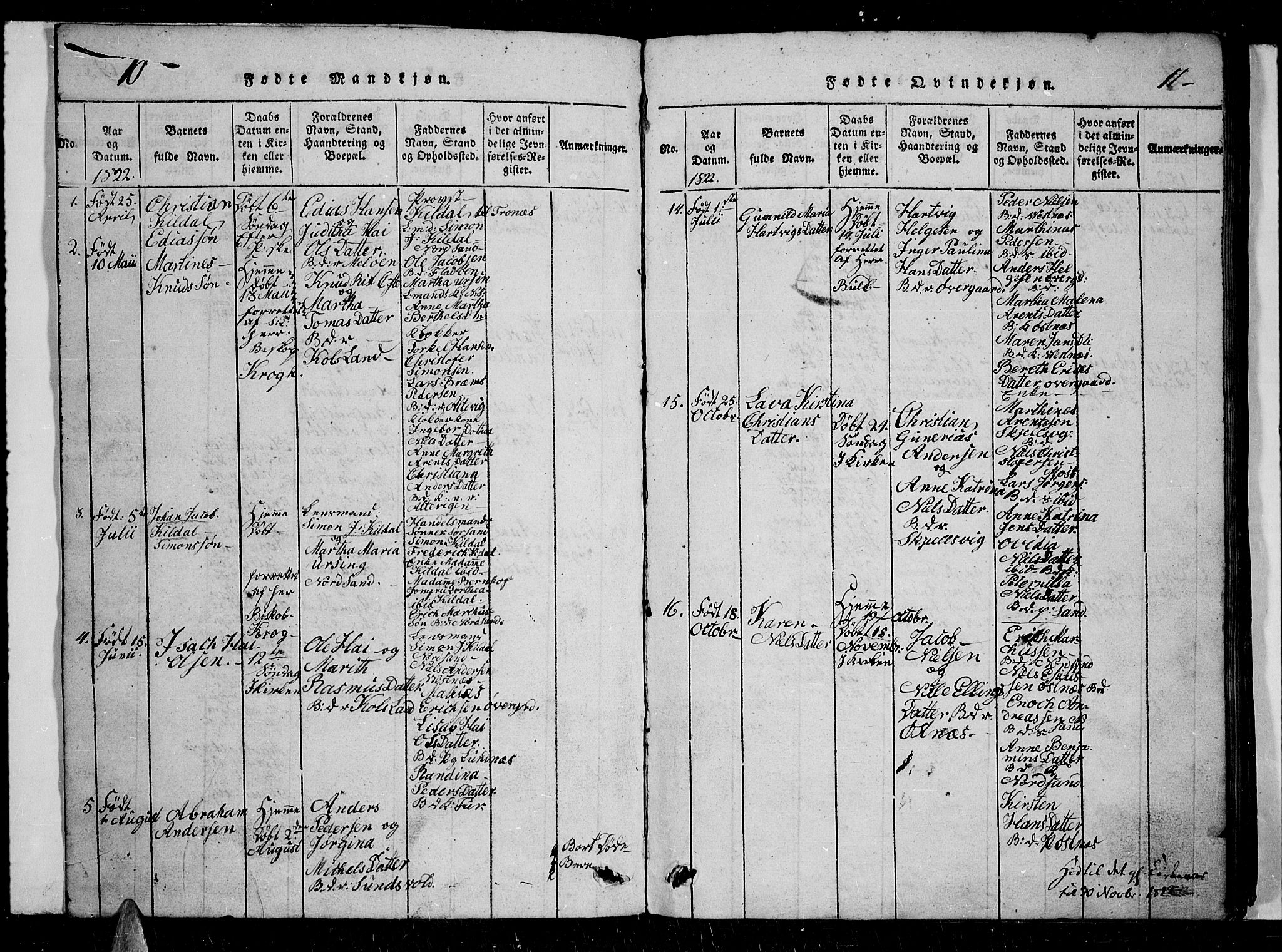 Trondenes sokneprestkontor, SATØ/S-1319/H/Hb/L0004klokker: Parish register (copy) no. 4, 1821-1839, p. 10-11
