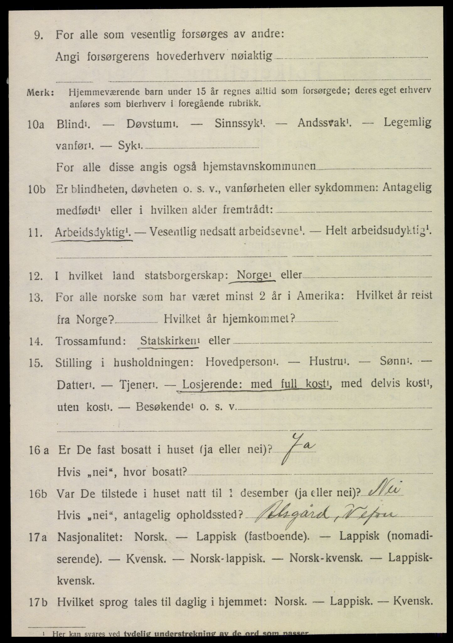 SAT, 1920 census for Vefsn, 1920, p. 5672