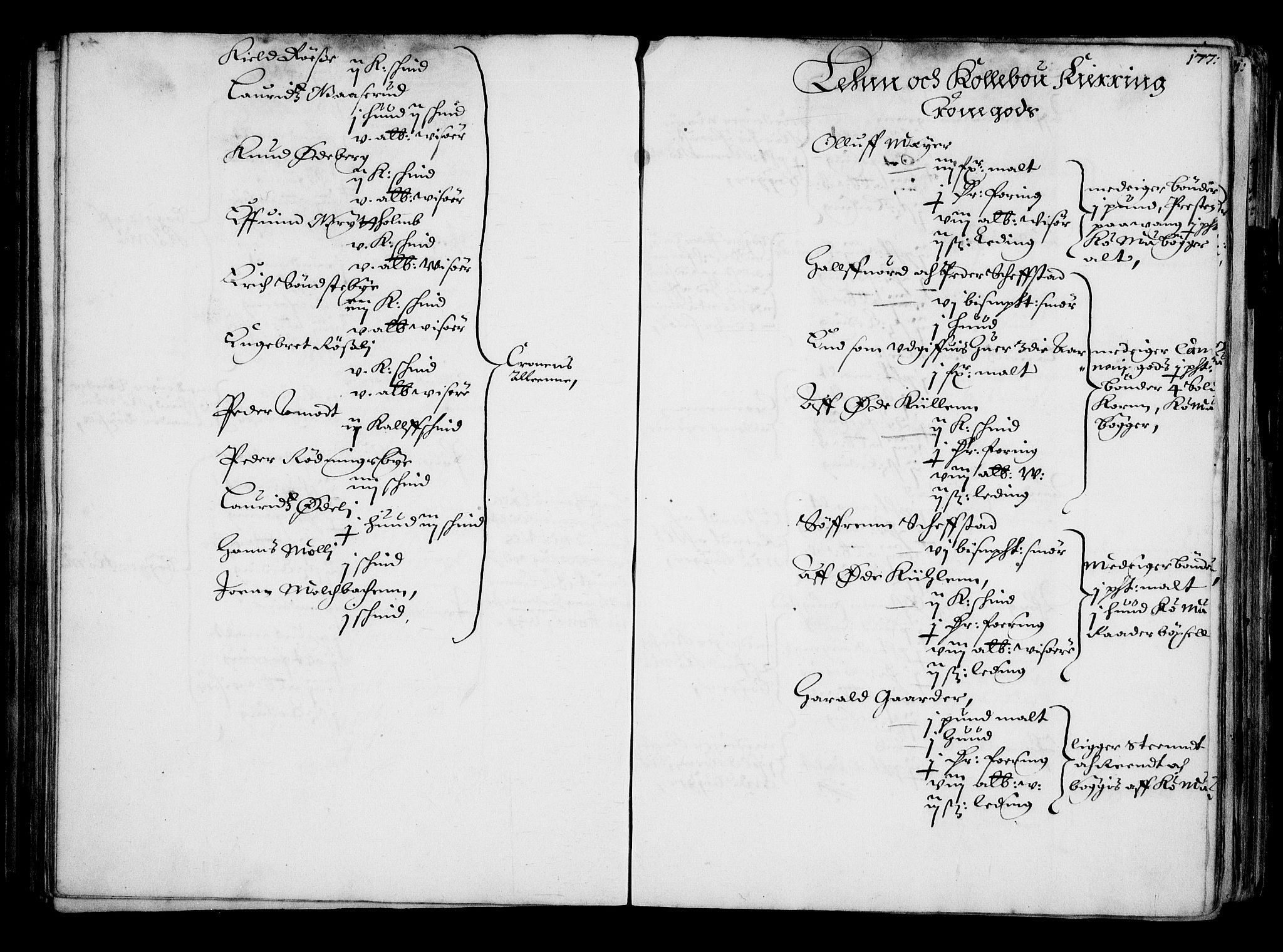 Rentekammeret inntil 1814, Realistisk ordnet avdeling, AV/RA-EA-4070/N/Na/L0001: [XI f]: Akershus stifts jordebok, 1652, p. 176b-177a