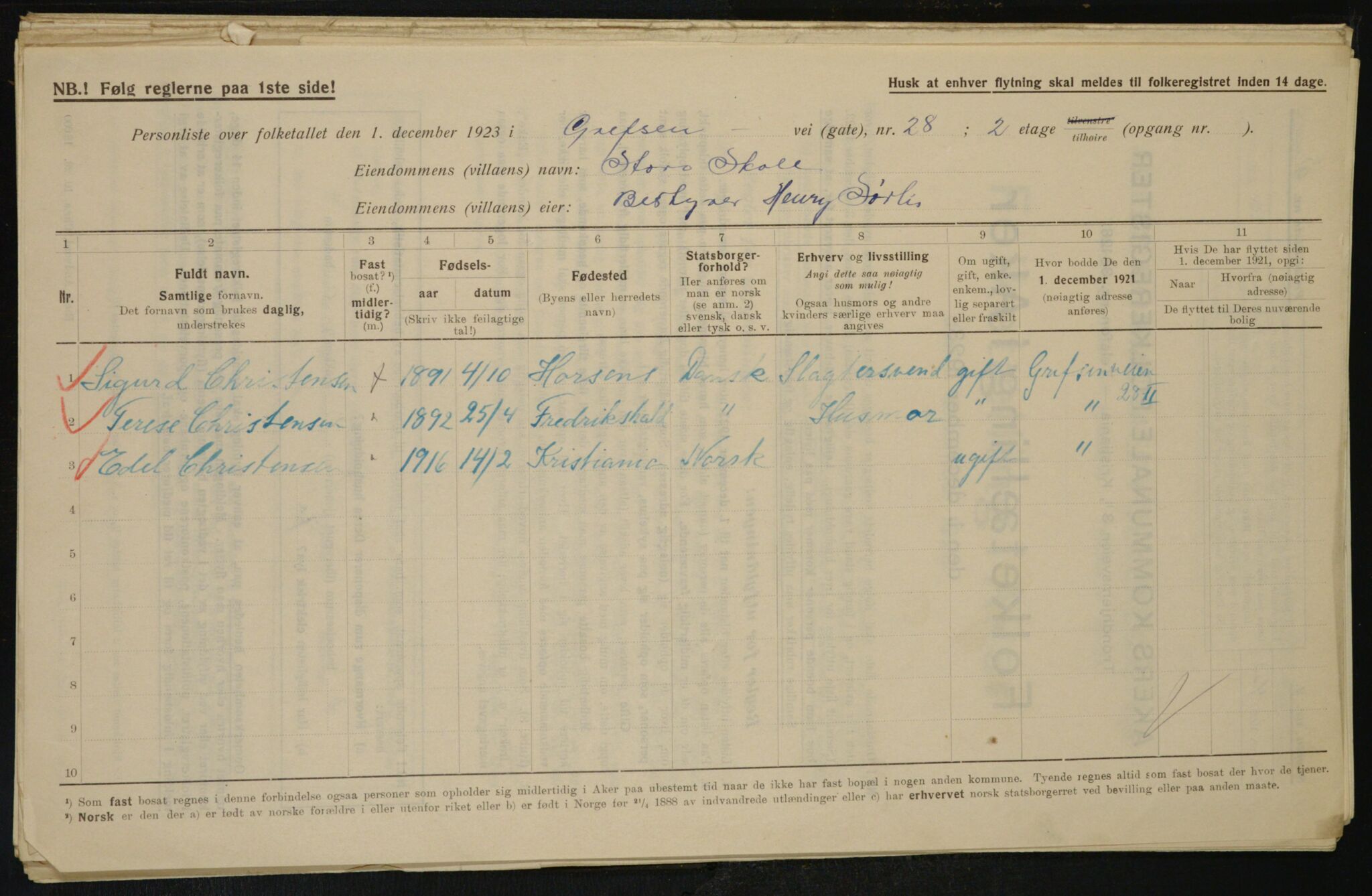 , Municipal Census 1923 for Aker, 1923, p. 10218