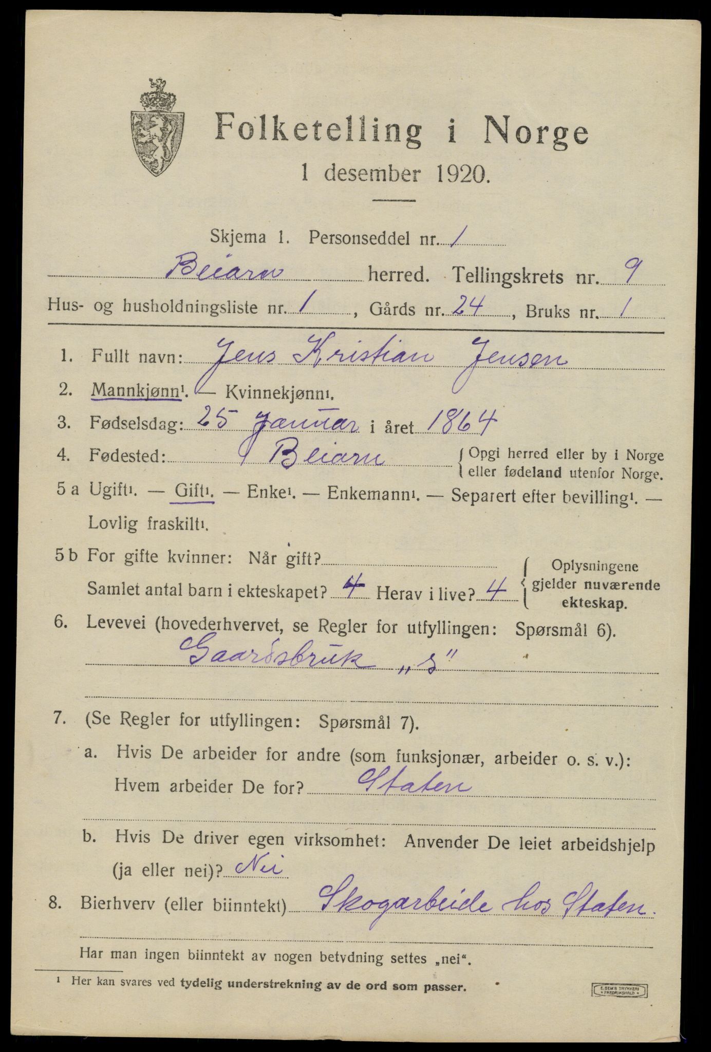 SAT, 1920 census for Beiarn, 1920, p. 4280