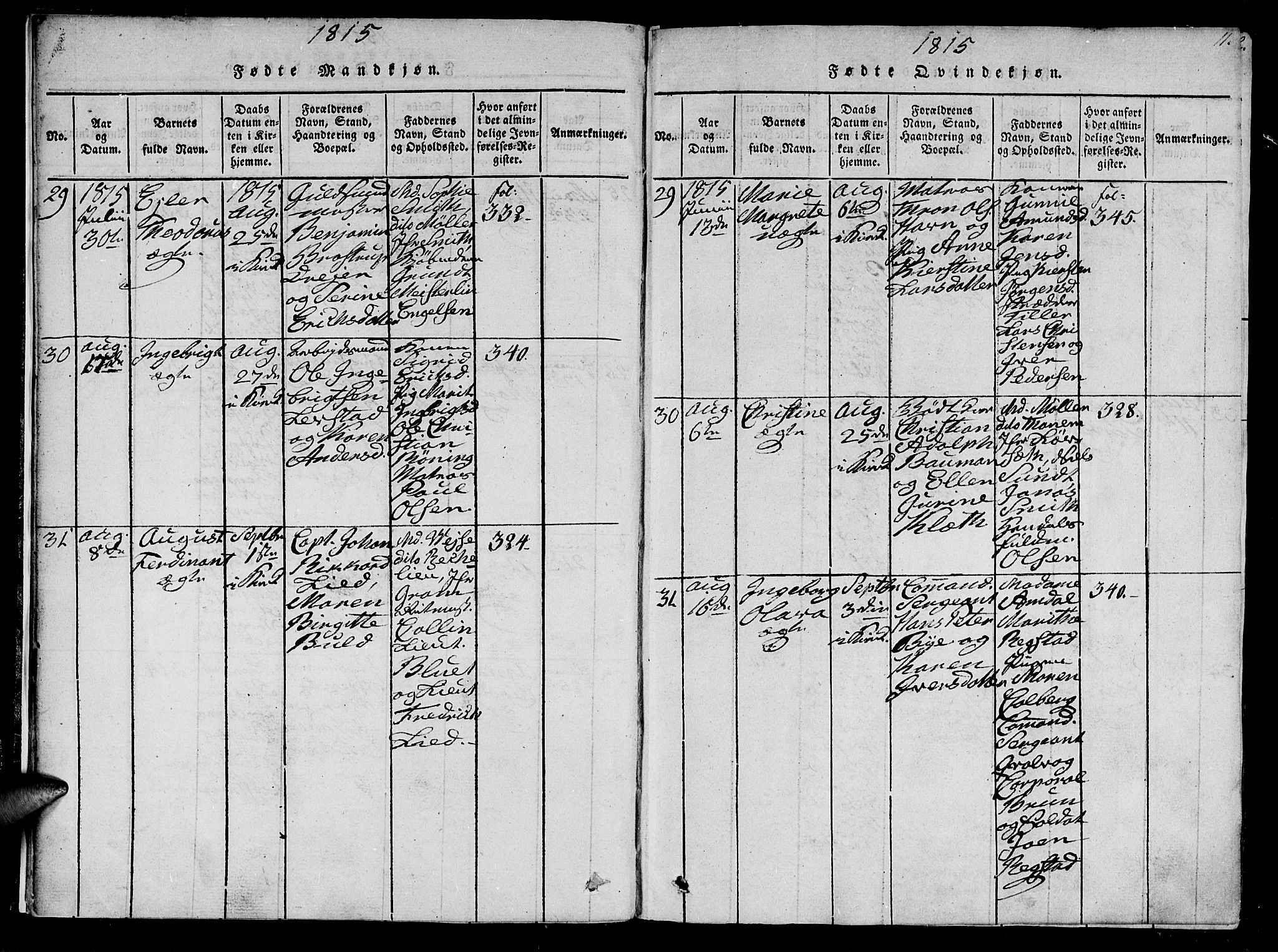Ministerialprotokoller, klokkerbøker og fødselsregistre - Sør-Trøndelag, SAT/A-1456/602/L0107: Parish register (official) no. 602A05, 1815-1821, p. 11