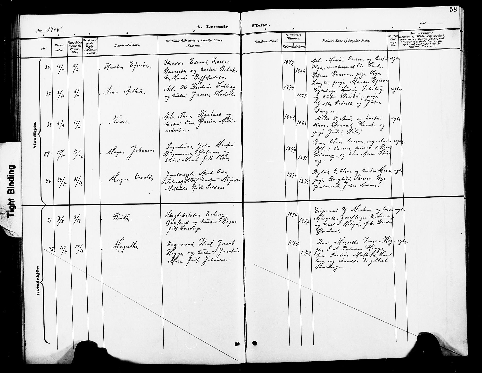 Ministerialprotokoller, klokkerbøker og fødselsregistre - Nord-Trøndelag, SAT/A-1458/739/L0375: Parish register (copy) no. 739C03, 1898-1908, p. 58