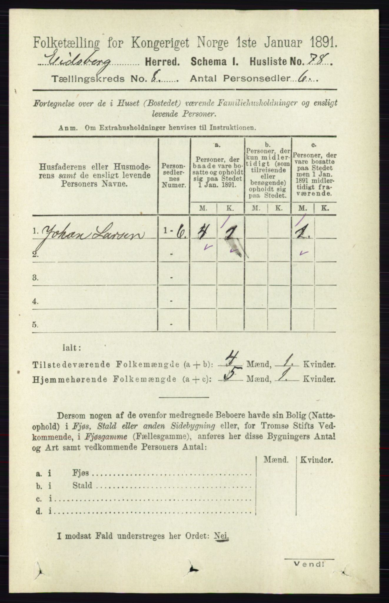 RA, 1891 census for 0125 Eidsberg, 1891, p. 4631