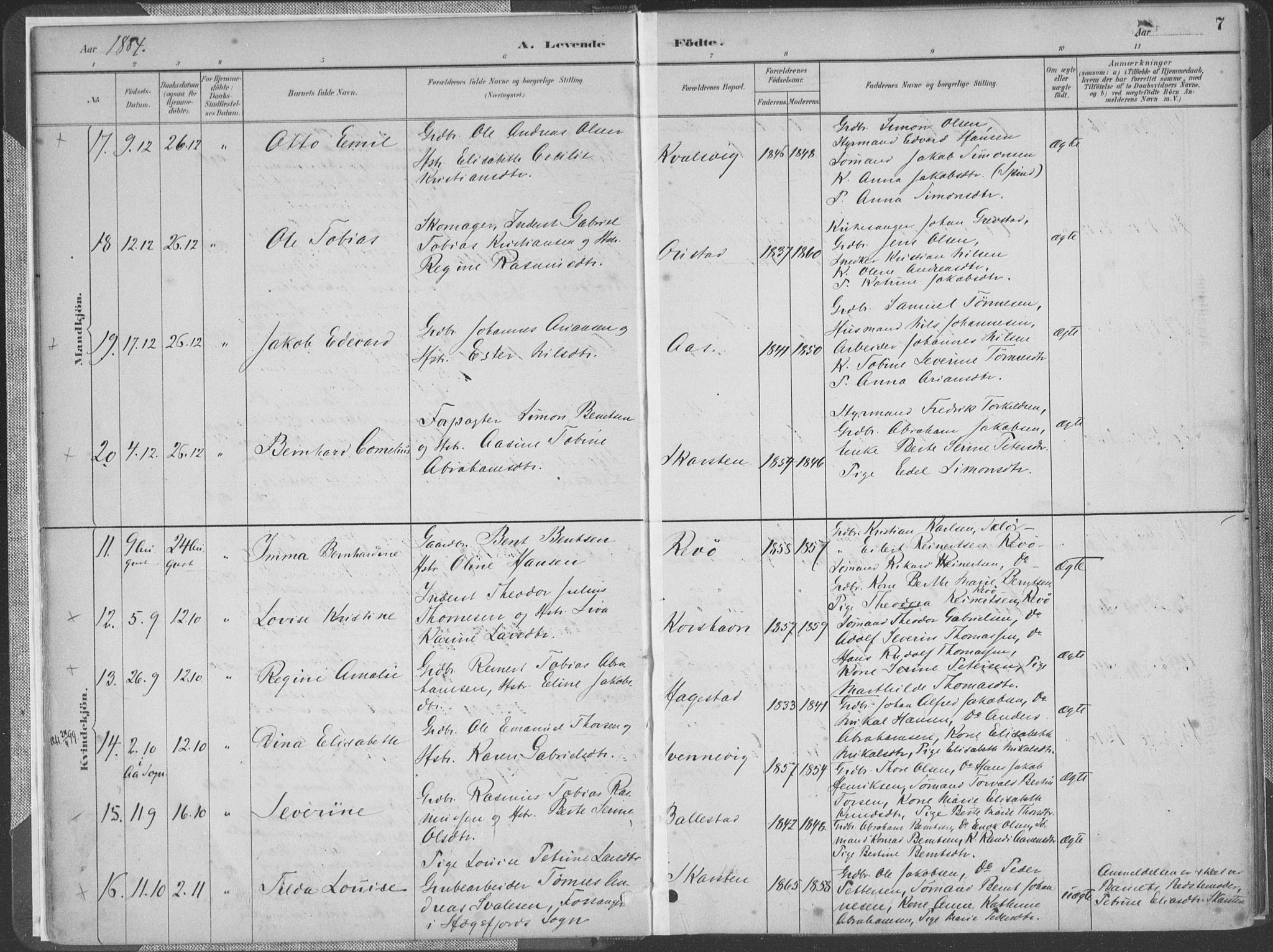 Lyngdal sokneprestkontor, AV/SAK-1111-0029/F/Fa/Faa/L0004: Parish register (official) no. A 4, 1883-1904, p. 7