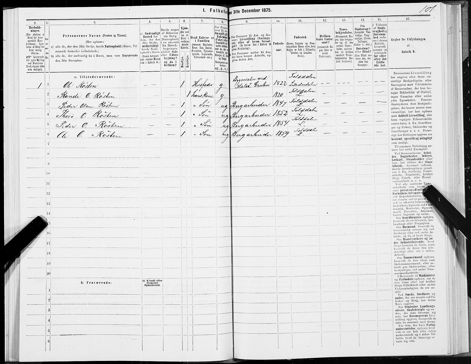 SAT, 1875 census for 1722P Ytterøy, 1875, p. 1101